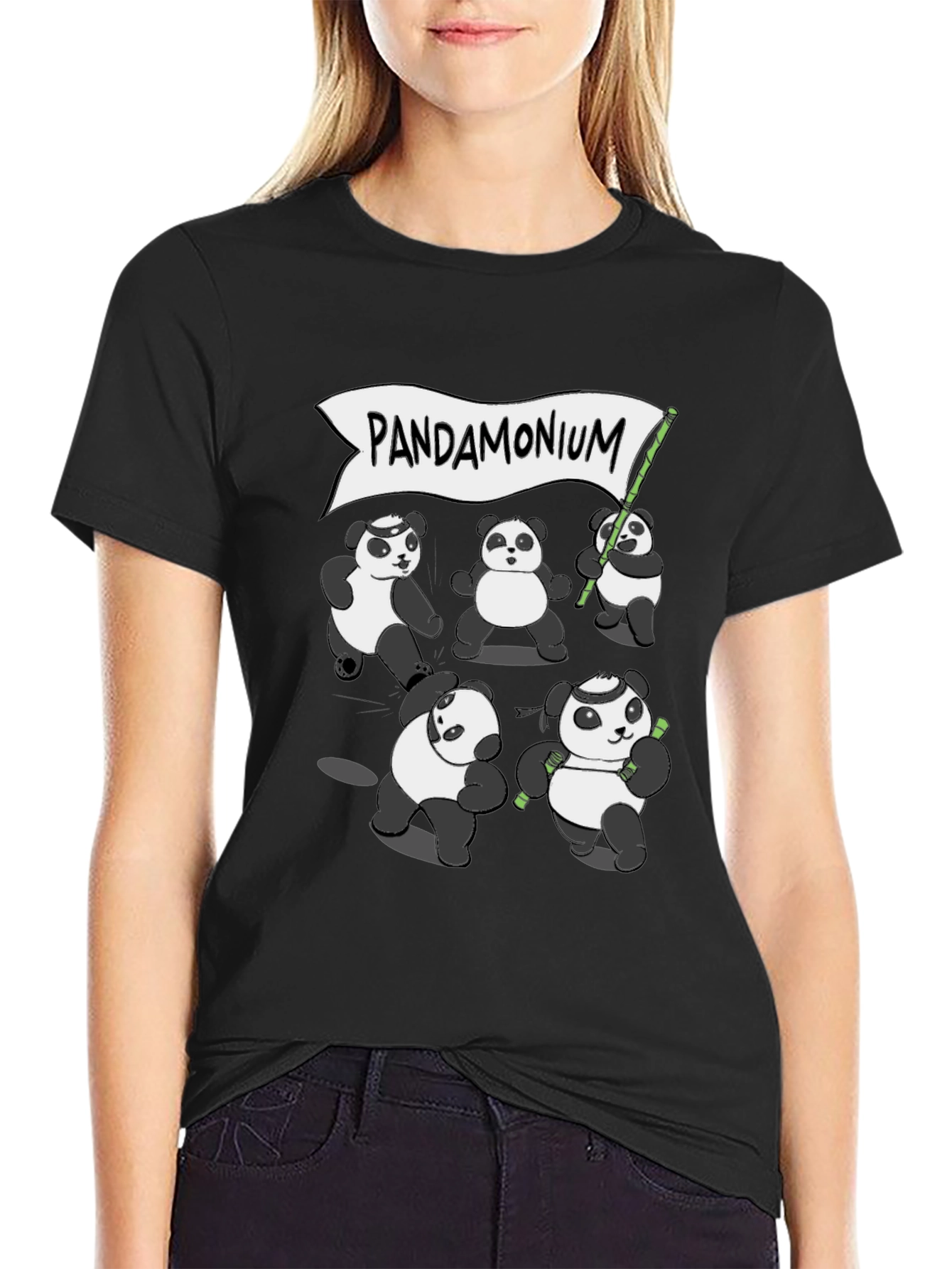 Black Pandamonium T-Shirt - Panda Graphic Tee view 2