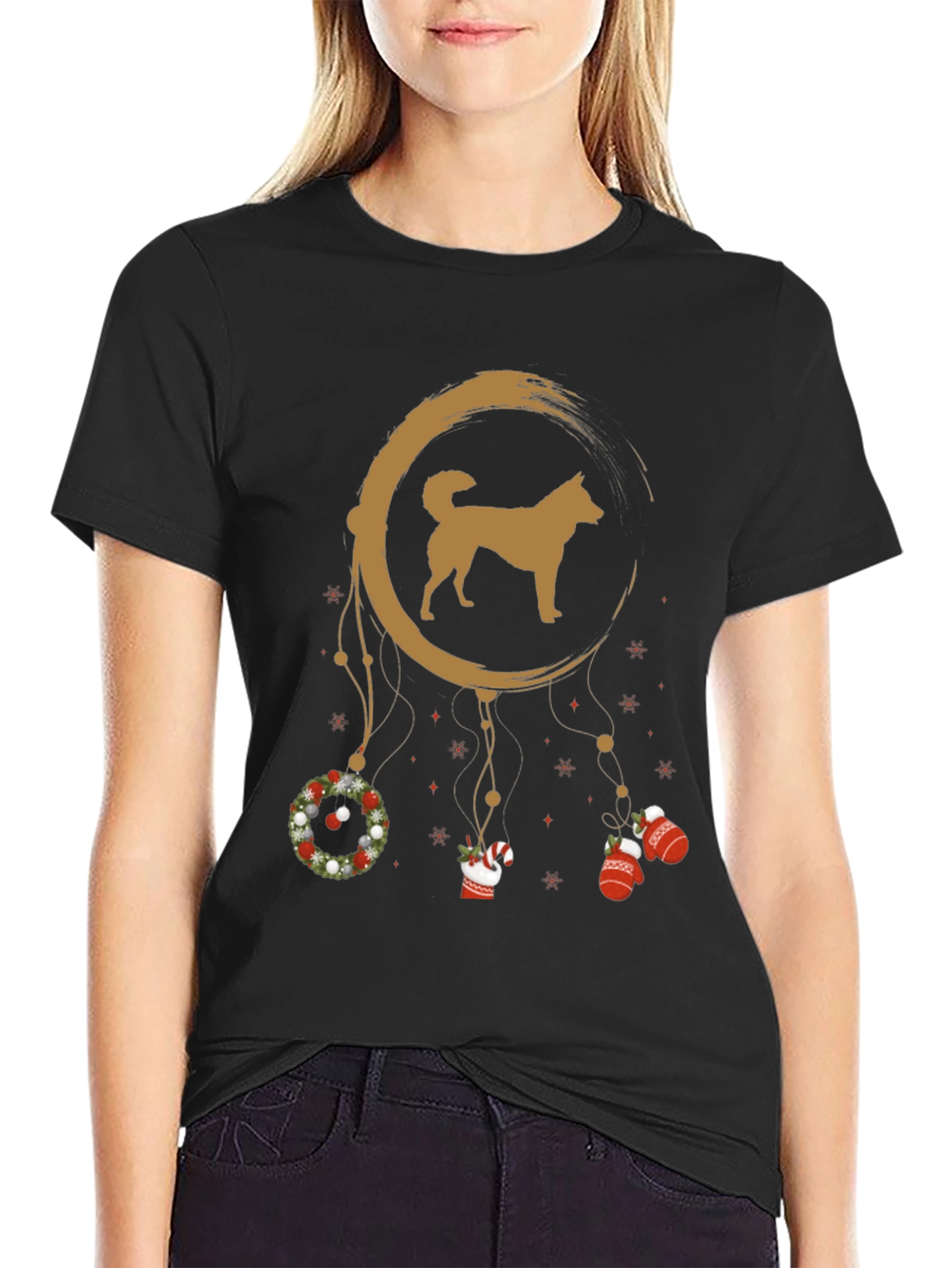 Black Dog Christmas Dreamcatcher Tee view 2