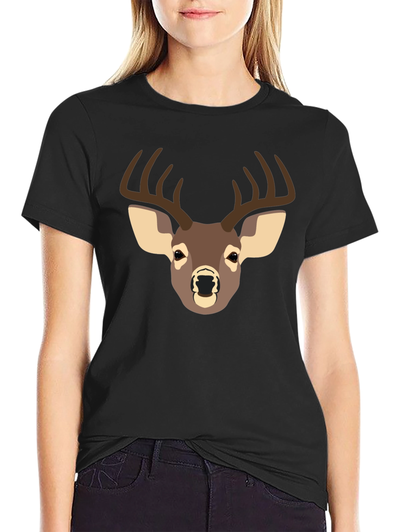 Black Deer Graphic T-Shirt - Black Casual Tee view 2