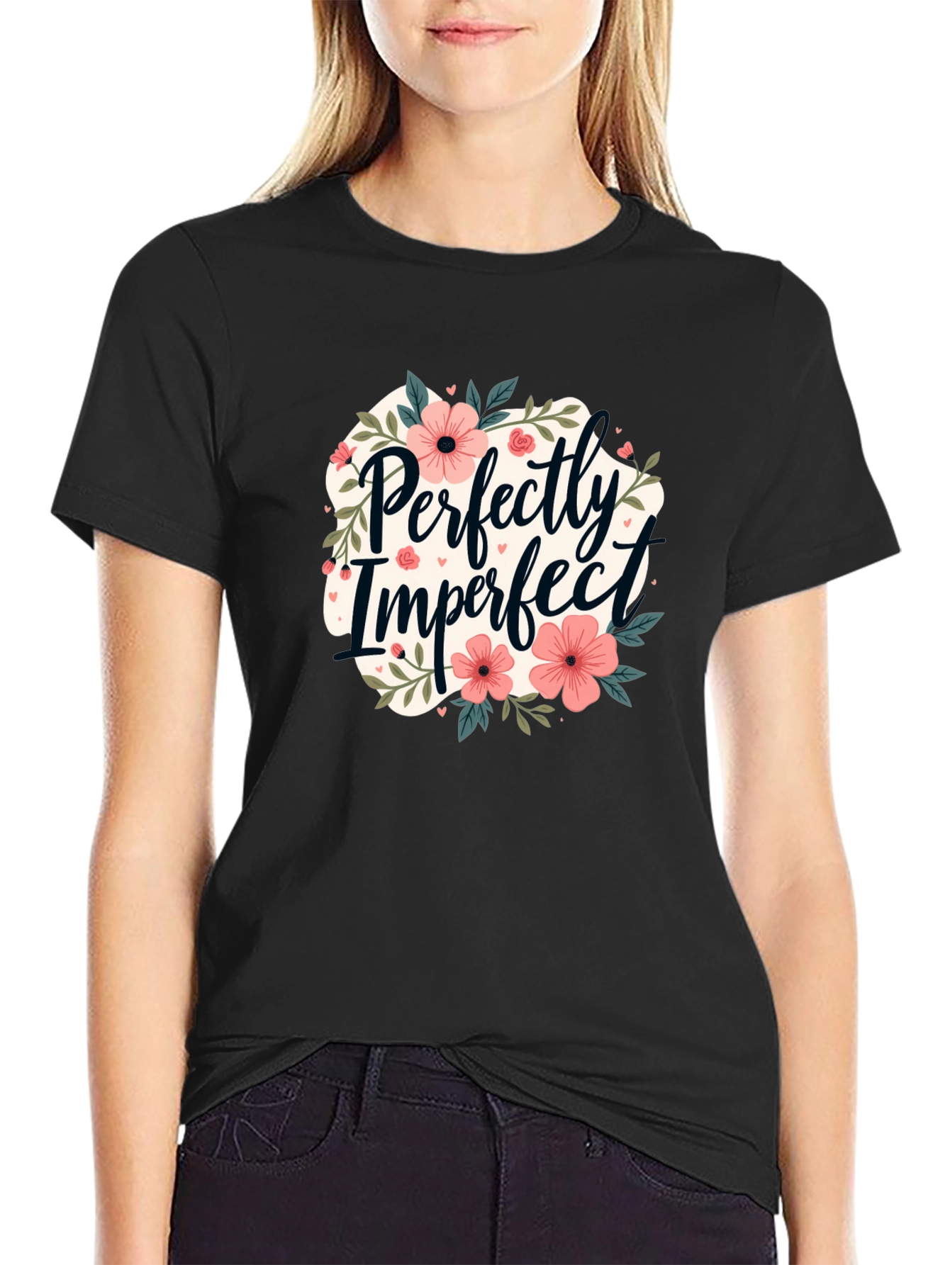 Black Perfectly Imperfect Floral T-Shirt - Unisex view 2