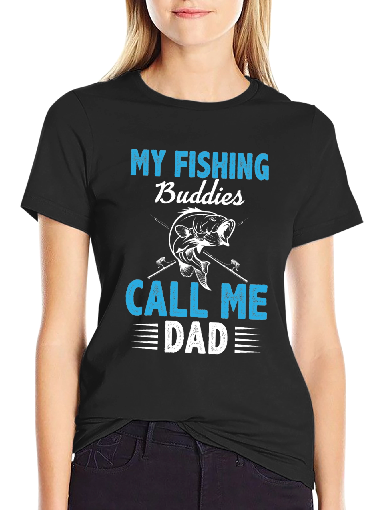 Black Fishing Buddies Dad T-Shirt view 2