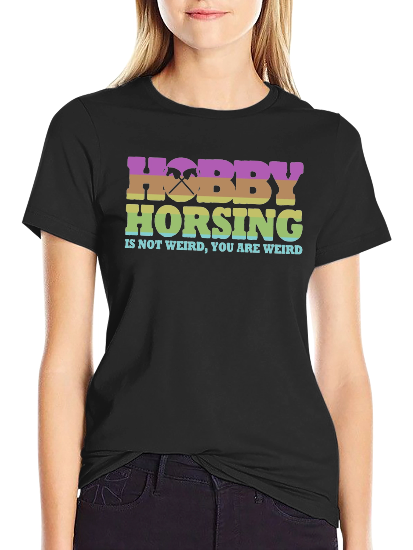 Black Hobby Horsing Weird T-Shirt view 2