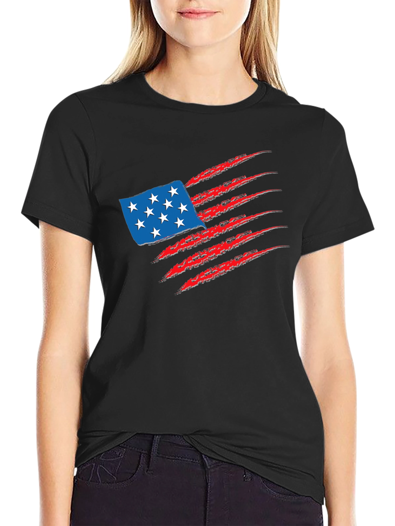 Black American Flag Claw T-Shirt view 2