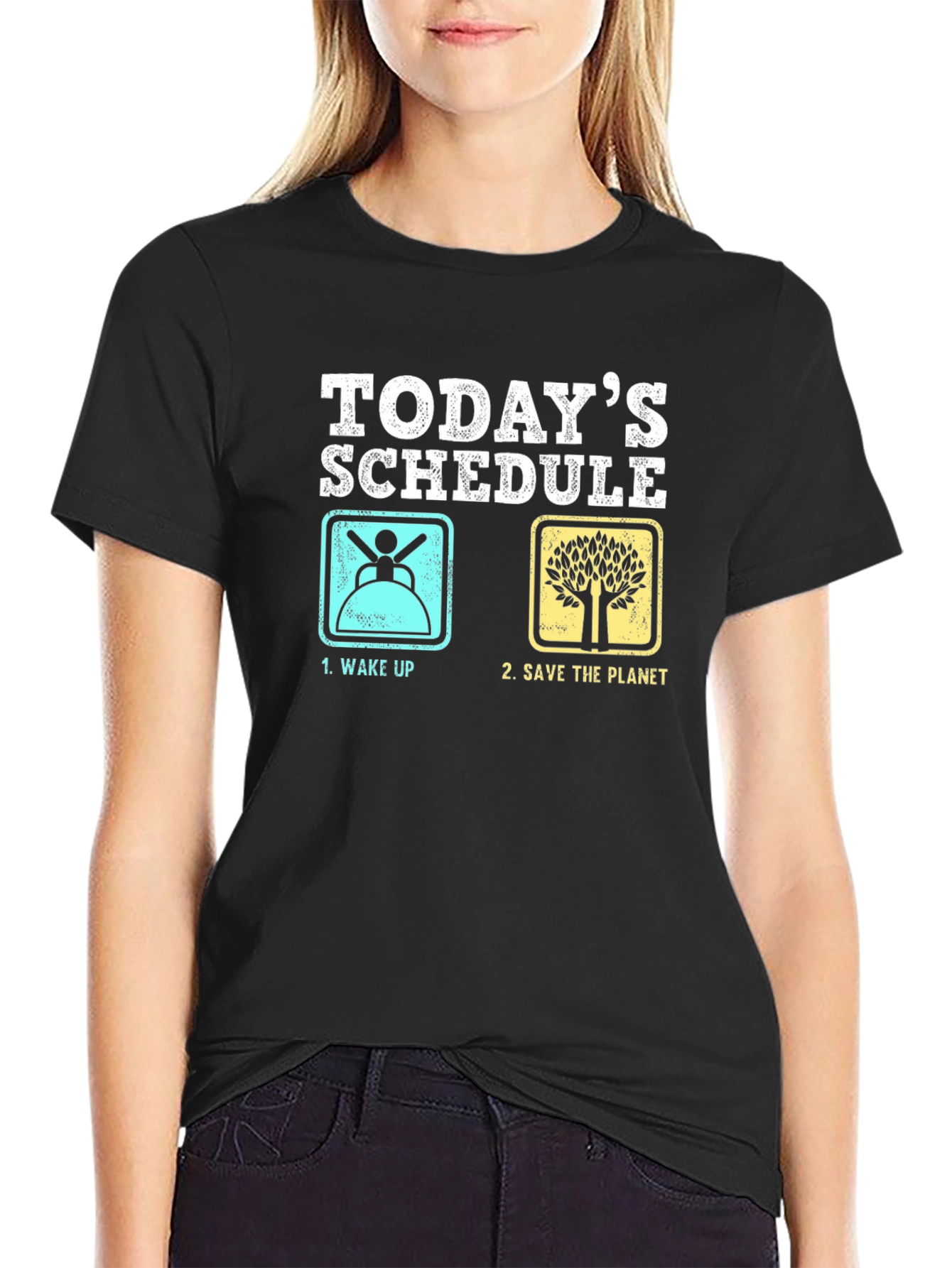 Black Funny Today's Schedule Graphic T-Shirt view 2
