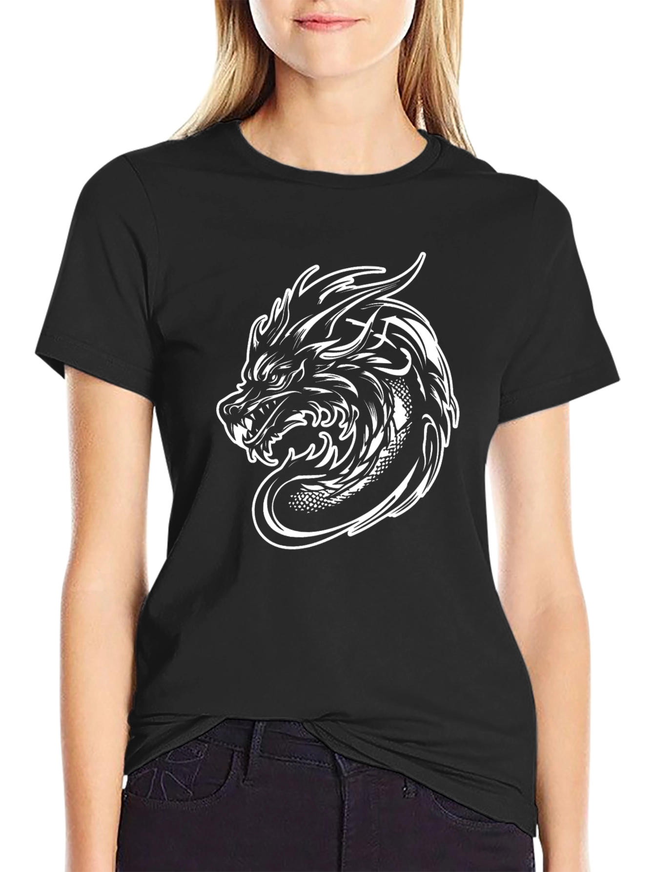 Black Dragon Graphic Tee - Black Cotton Comfort view 2