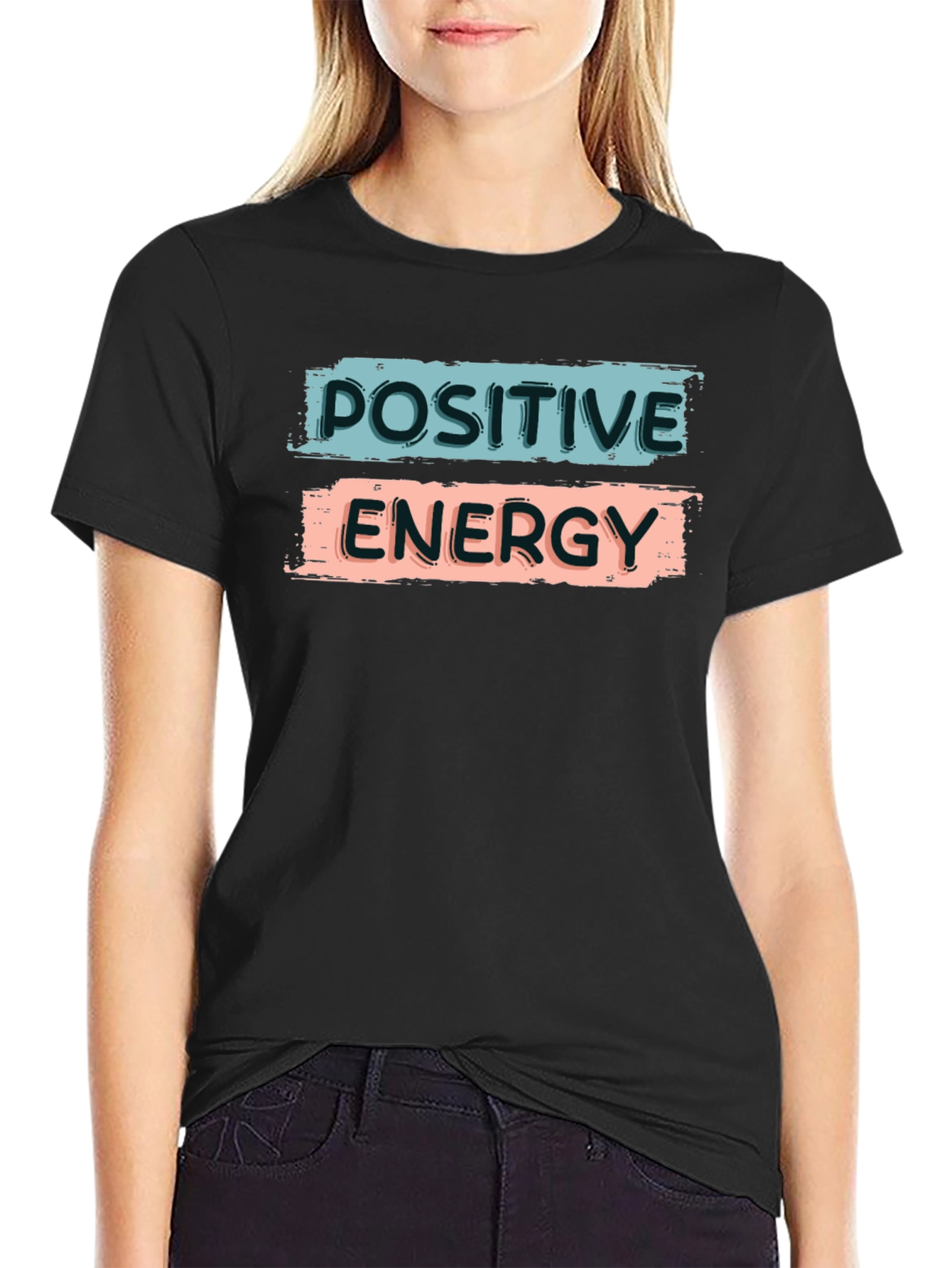 Black Positive Energy Graphic Tee - Unisex Soft Cotton T-Shirt view 2