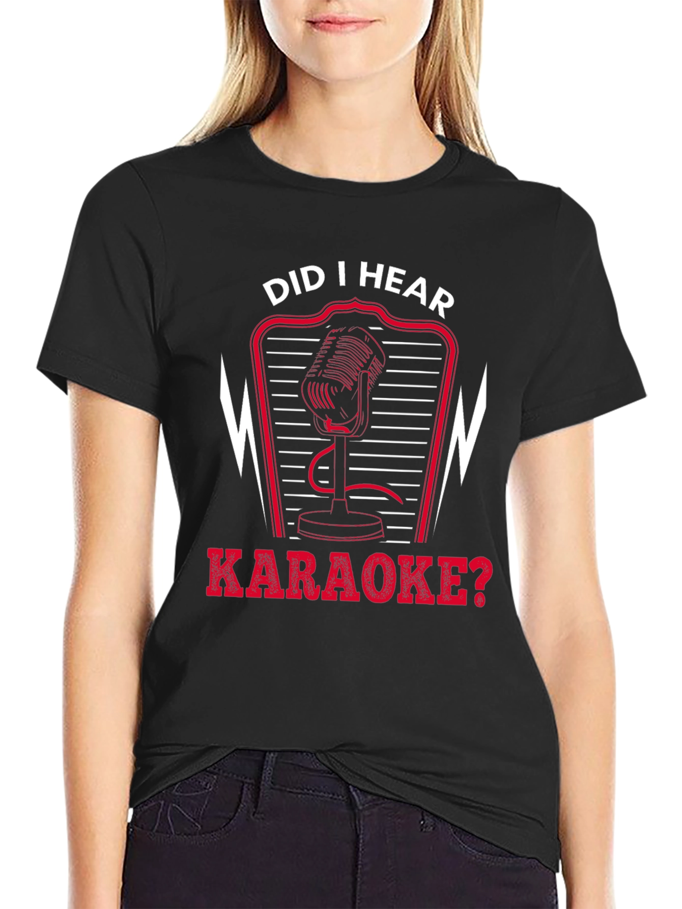 Black Karaoke Microphone Graphic T-Shirt view 2