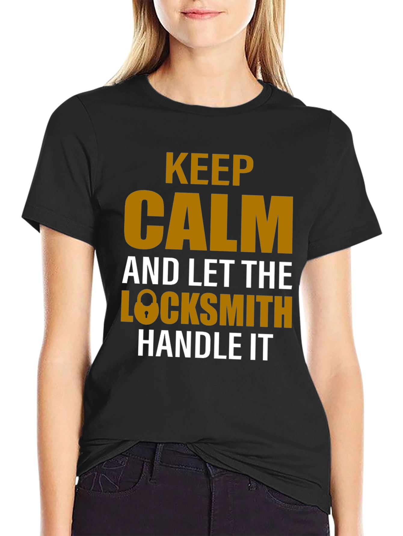 Black Keep Calm Locksmith T-Shirt view 2