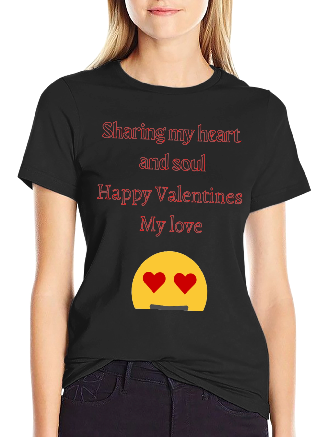 Black Valentine's Day Heart & Soul Black T-Shirt view 2