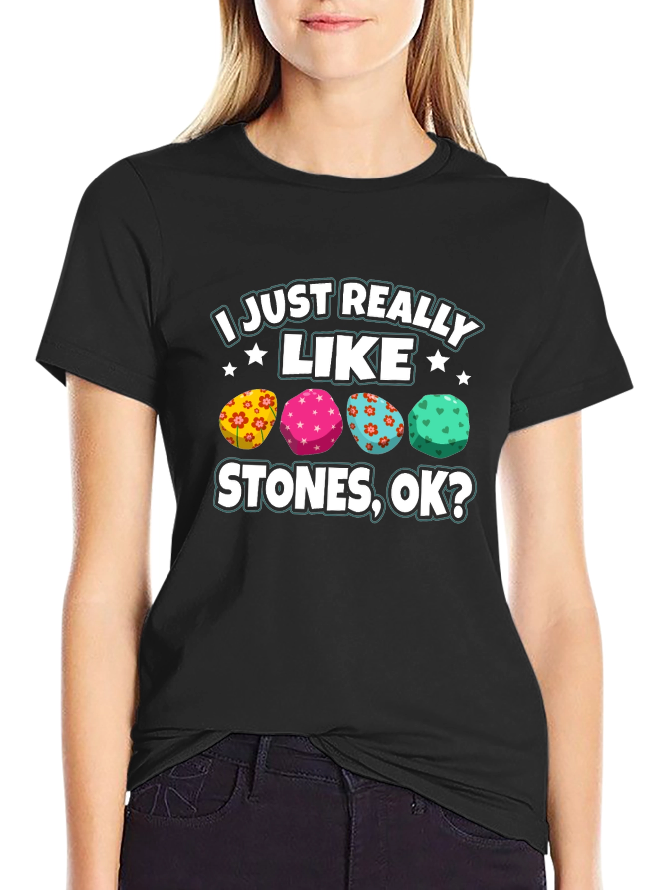 Black I Just Really Like Stones Graphic Tee view 2