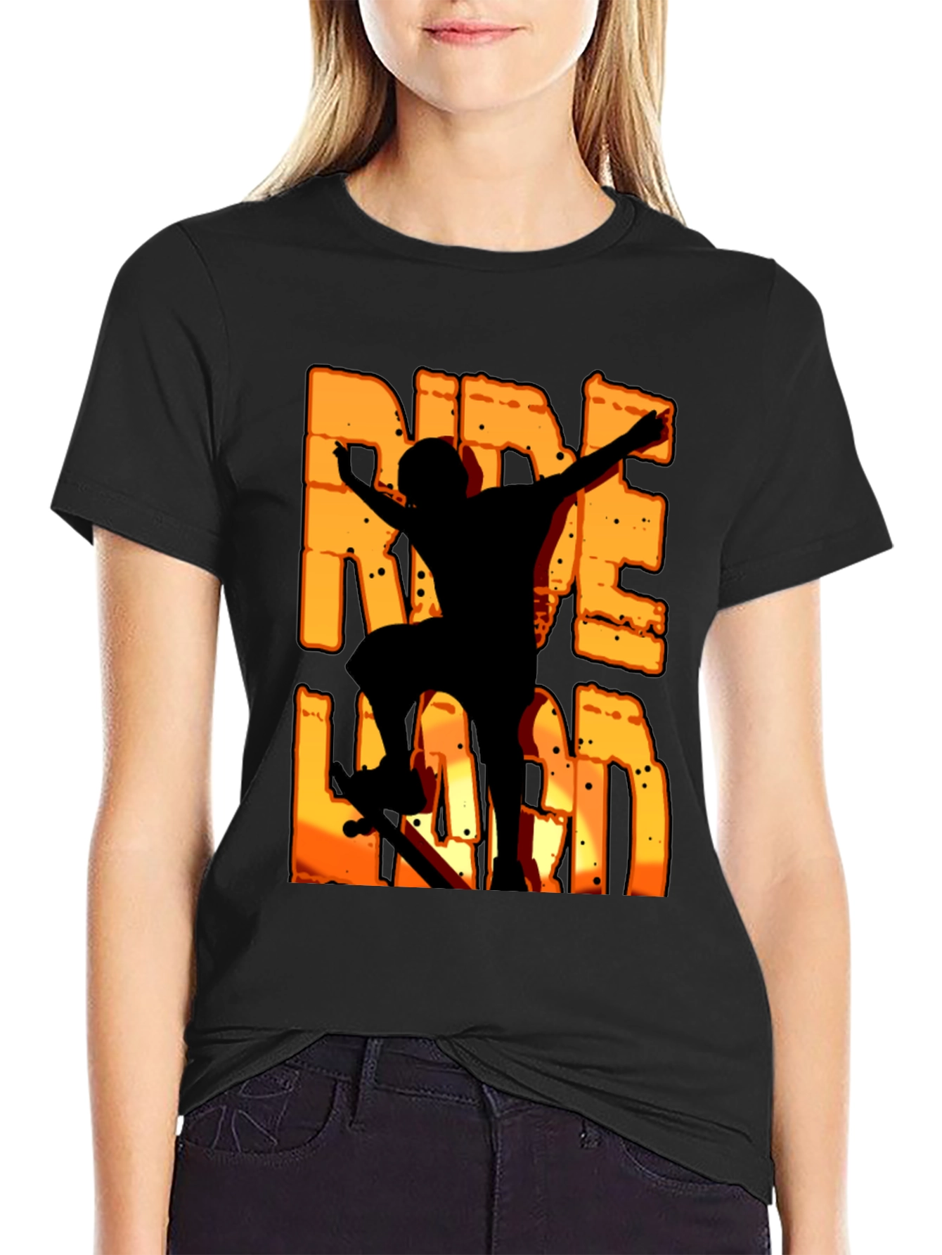 Black Ride Hard Black Graphic T-Shirt view 2