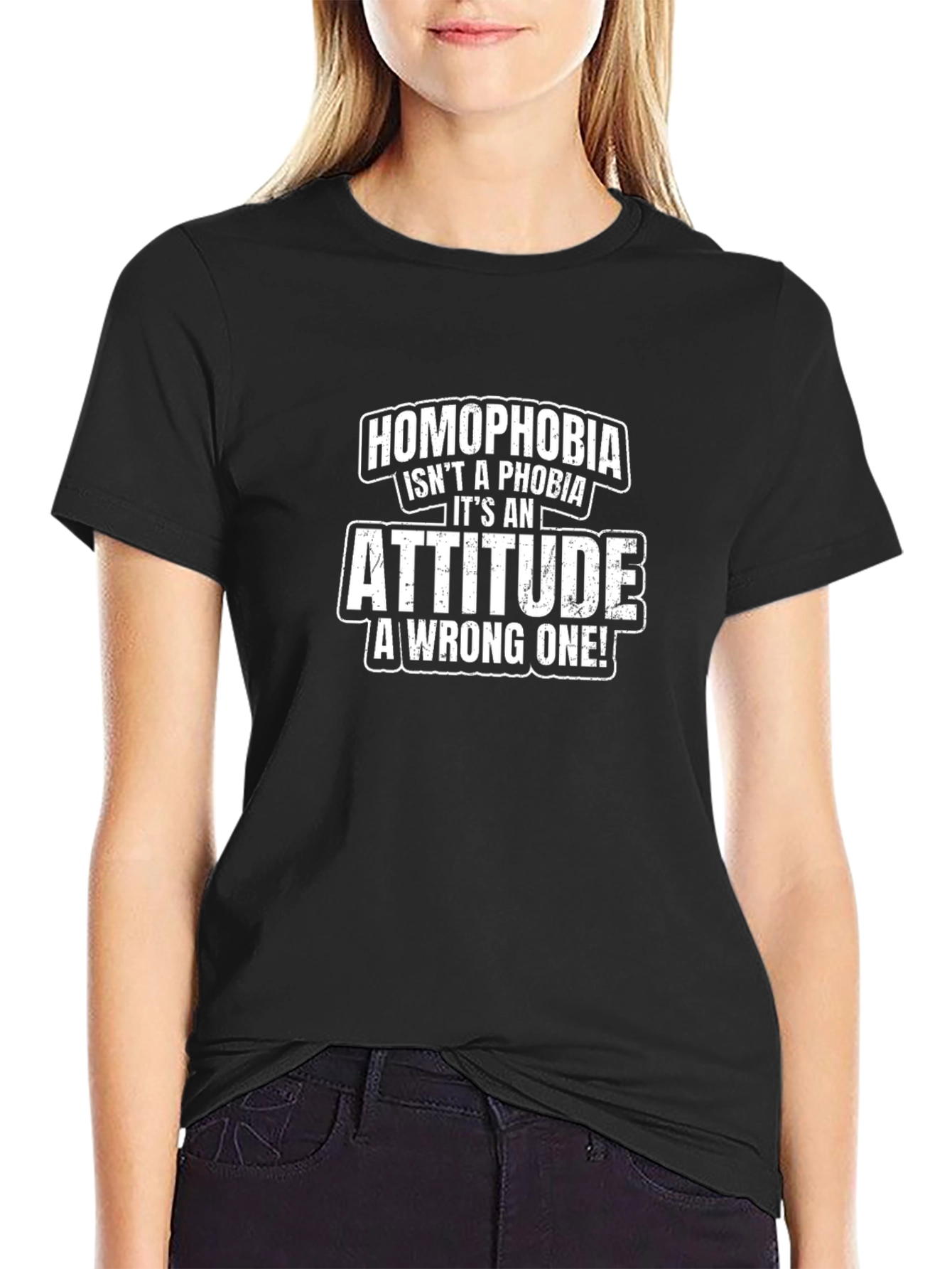 Black Homophobia Attitude T-Shirt - Statement Tee view 2