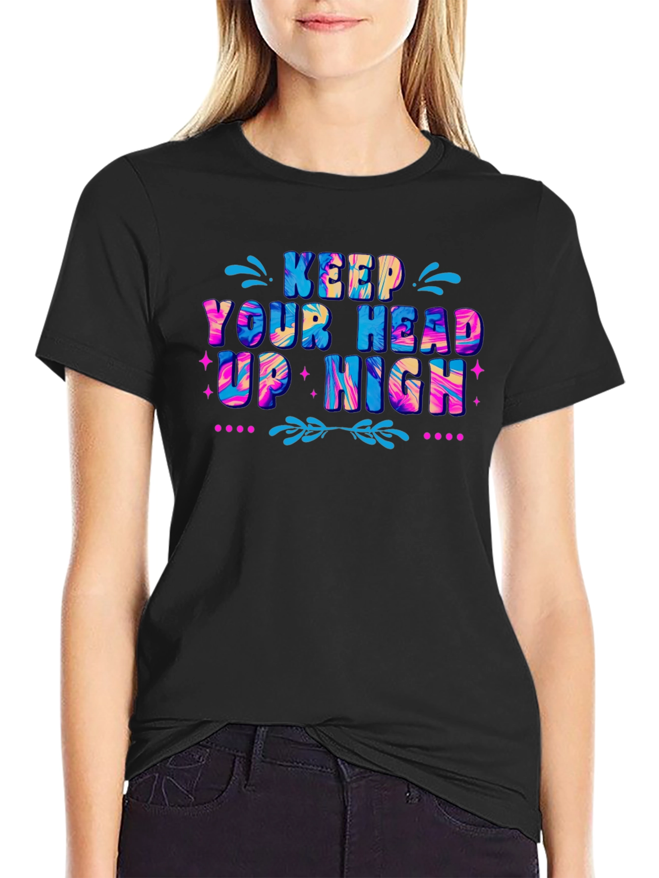 Black Keep Your Head Up High Graphic T-Shirt - Black view 2