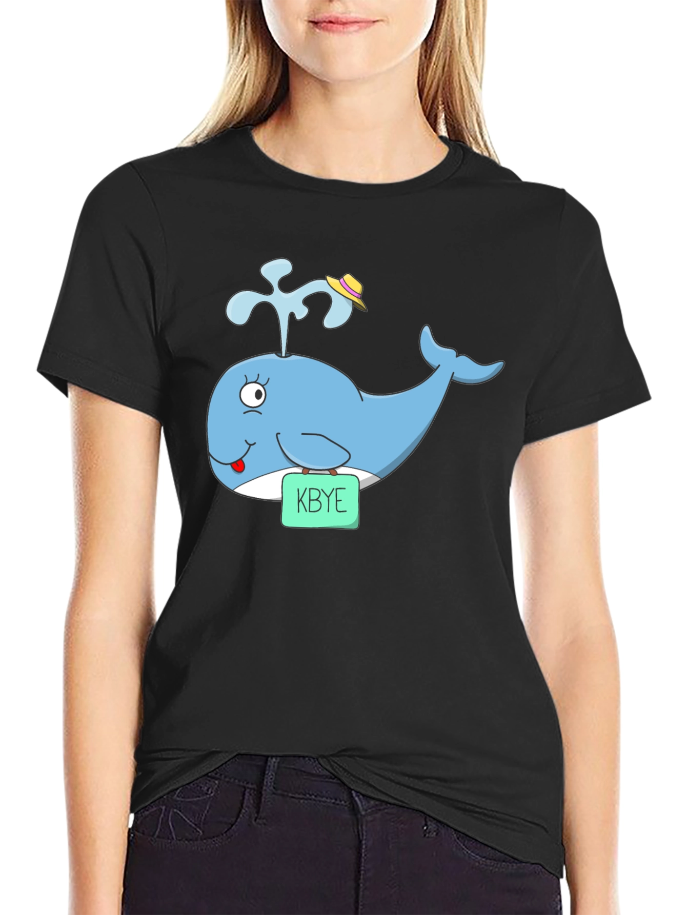 Black Whimsical Whale KBYE Graphic Tee view 2