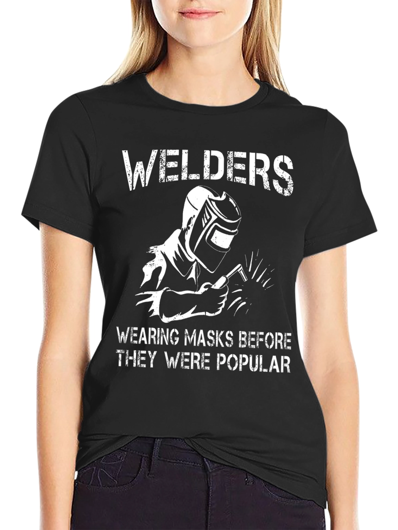 Black Welder Mask T-Shirt: Worn Before Popular view 2