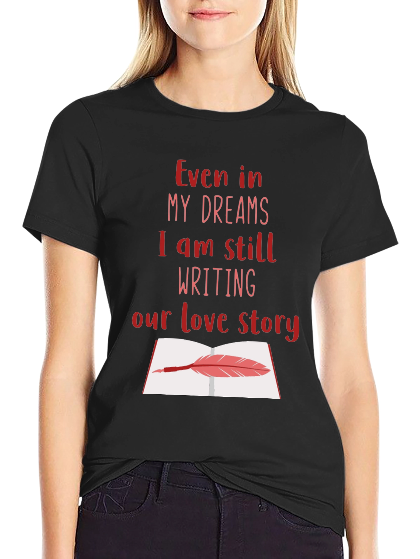 Black Romantic Writer T-Shirt - Love Story Design view 2