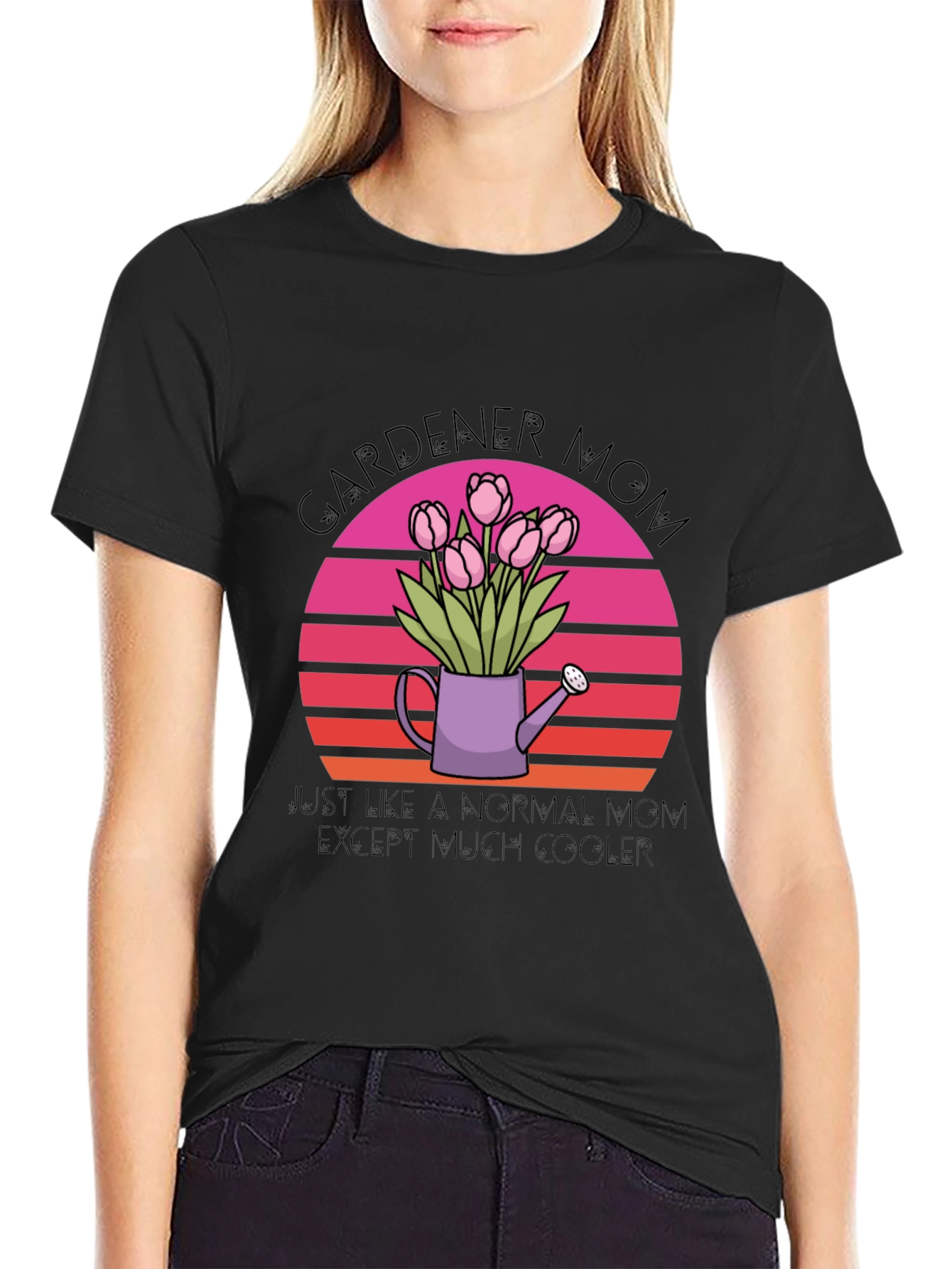 Black Gardener Mom T-Shirt - Unique Gift for Plant Loving Moms view 2