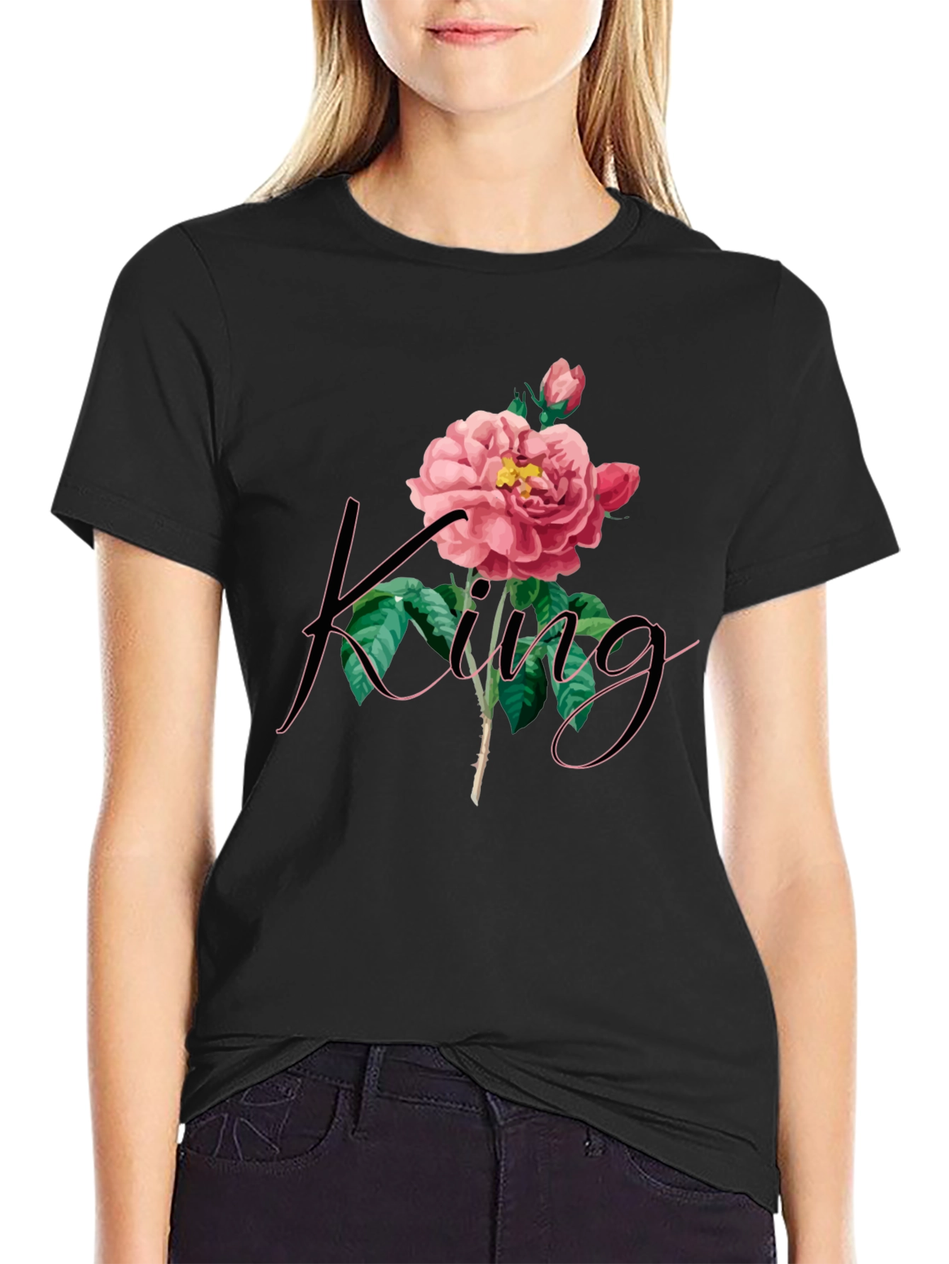 Black King Rose Graphic Tee - Men's Black T-Shirt view 2