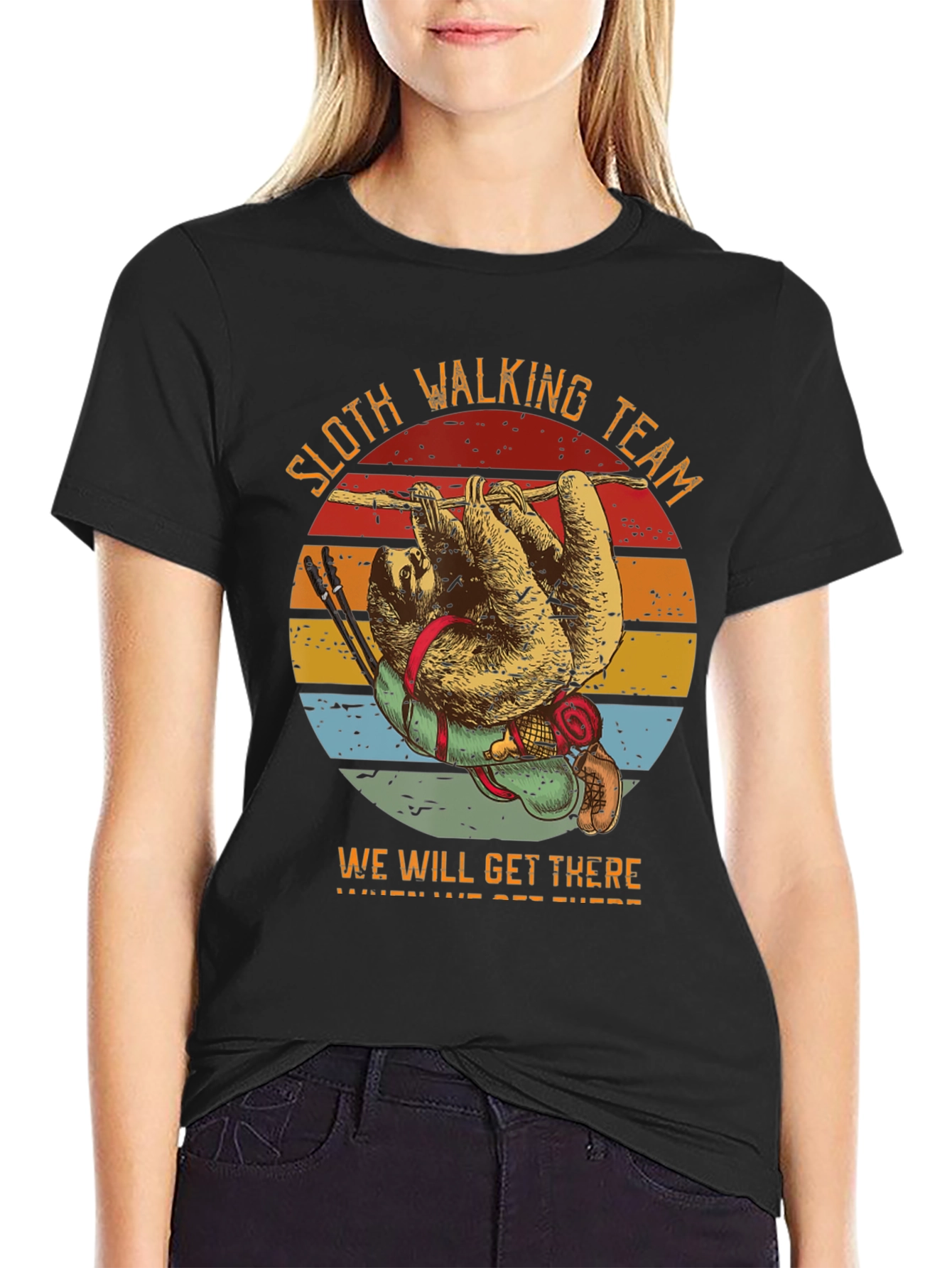Black Sloth Hiking Team T-Shirt - We Will Get There view 2