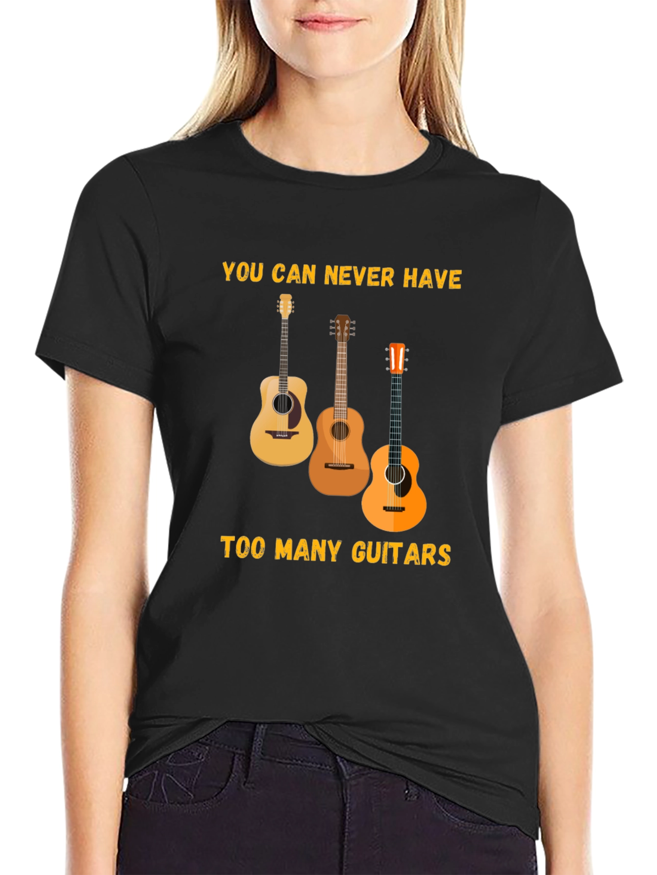 Black Guitar Lover T-Shirt: You Can Never Have Too Many view 2
