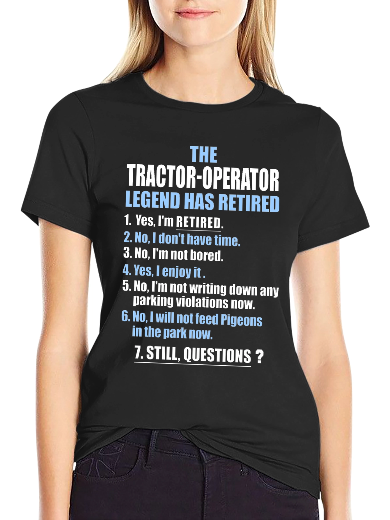 Black Retired Tractor Operator Legend T-Shirt view 2