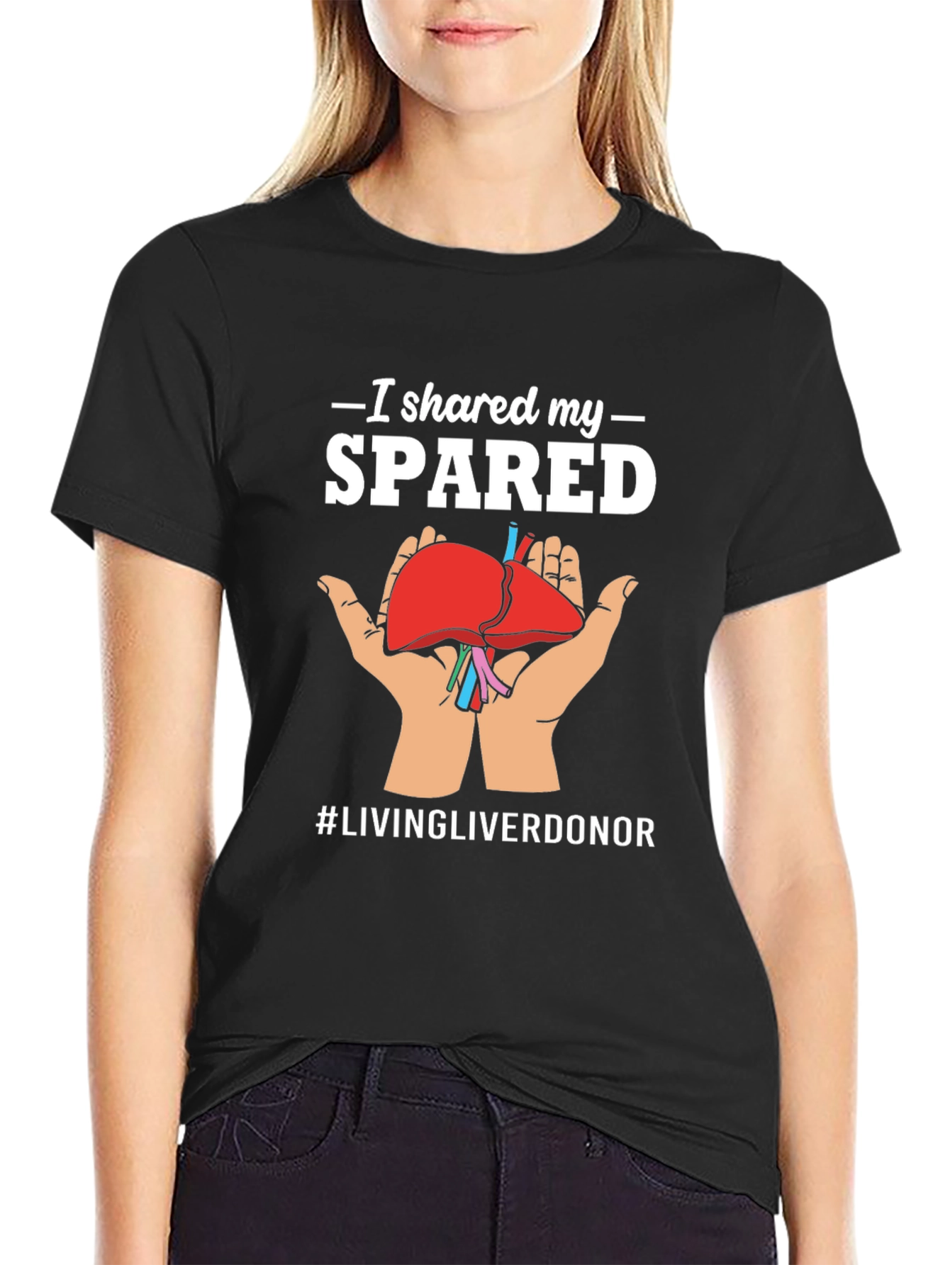 Black I Shared My Spared Liver Donor Awareness T-Shirt view 2