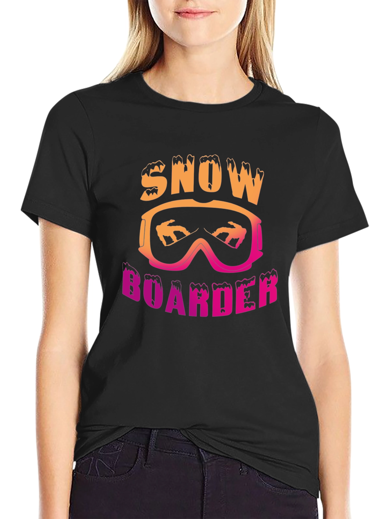 Black Snowboarder Graphic Tee - Black view 2