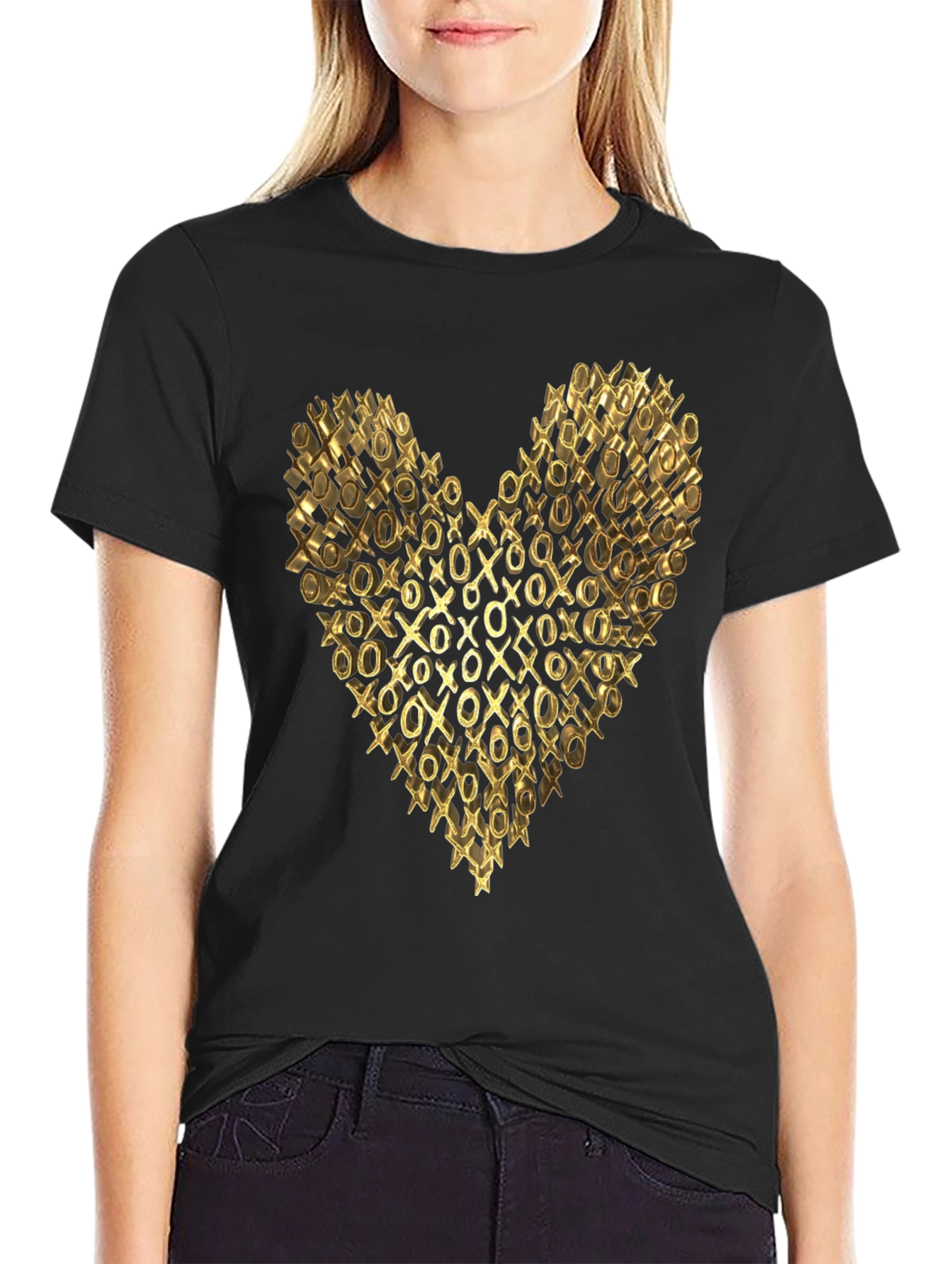 Black Golden XO Heart Black T-Shirt view 2