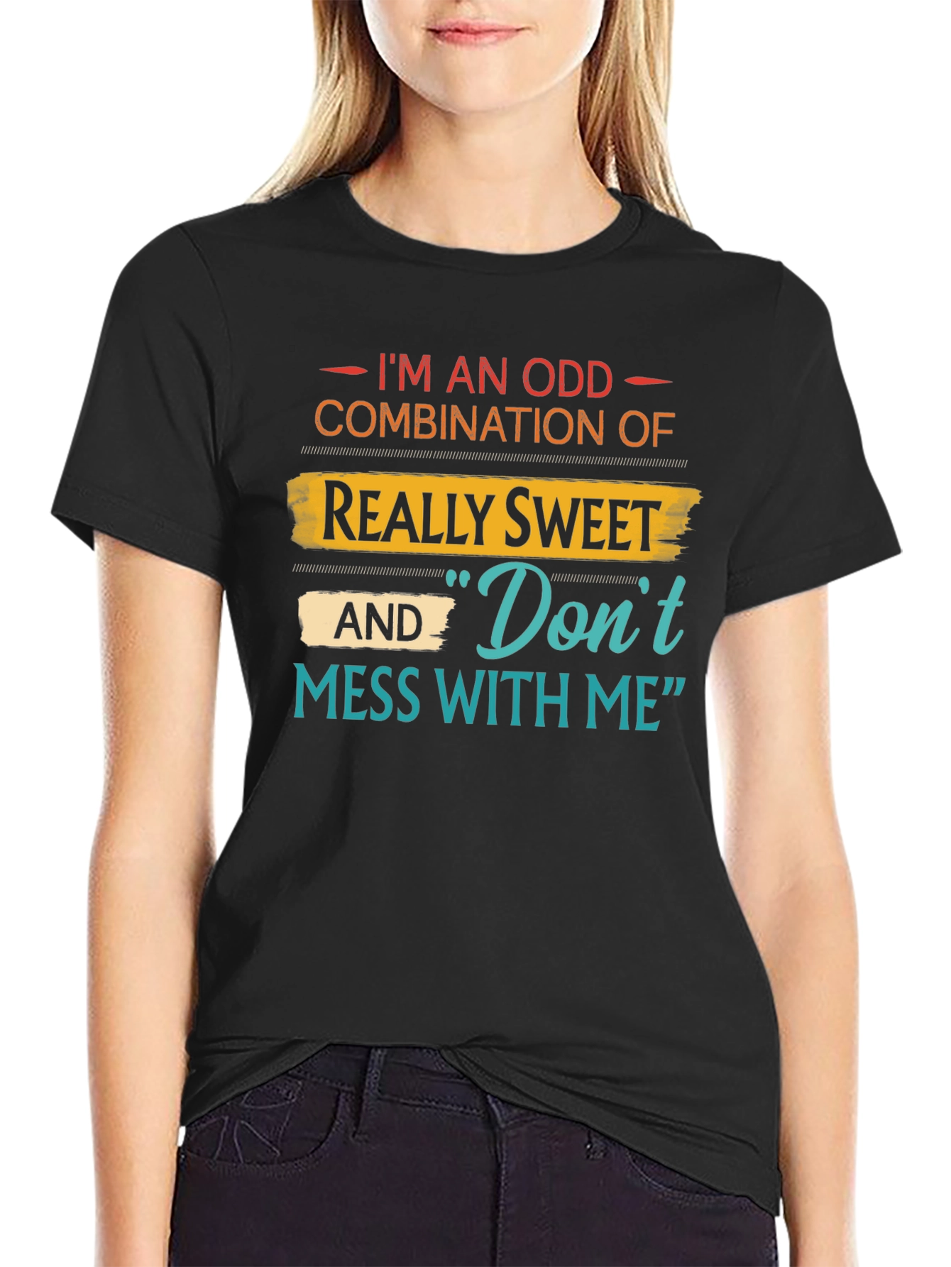Black Odd Combination T-Shirt: Sweet & Sassy Graphic Tee view 2