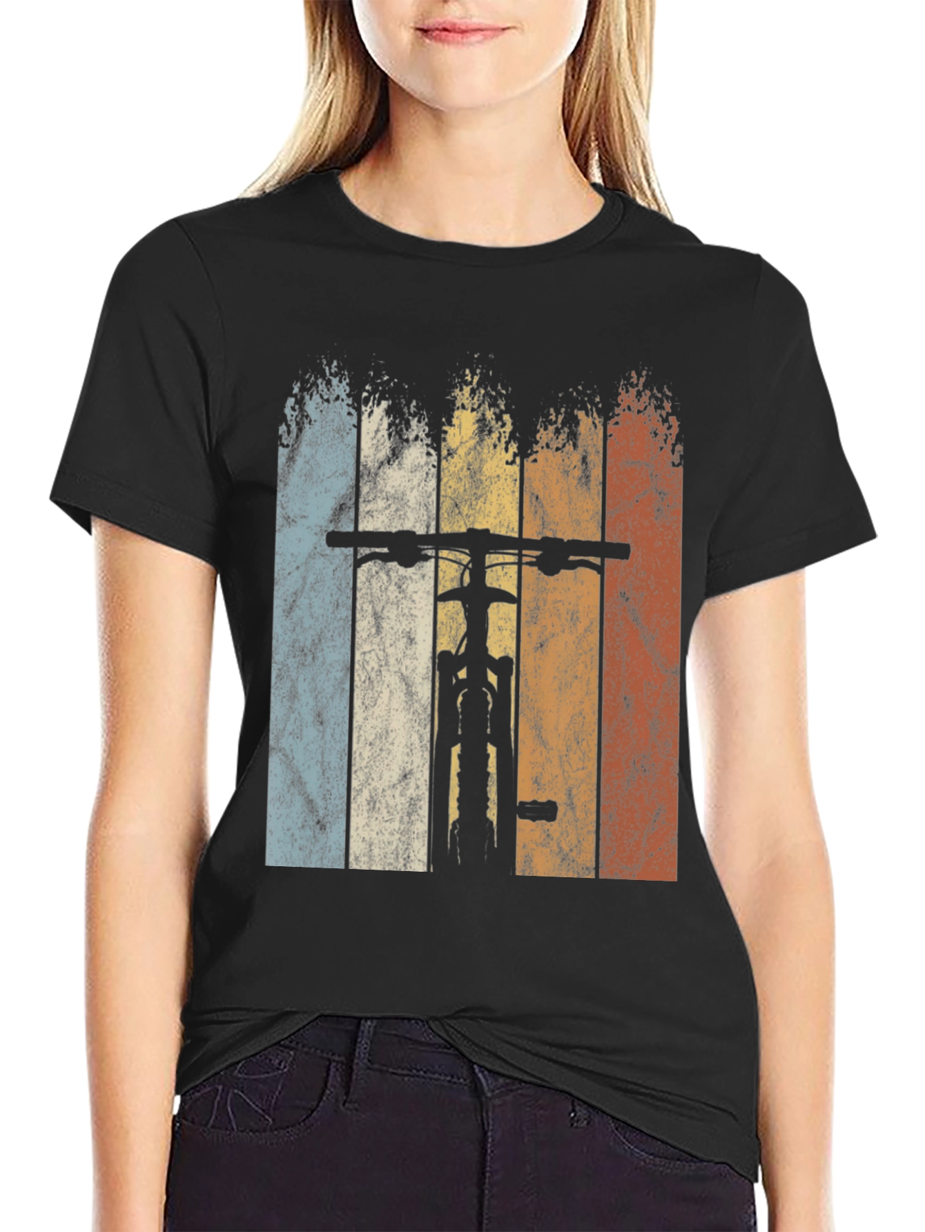 Black Vintage Mountain Bike Graphic Tee - Retro Cycling Shirt view 2