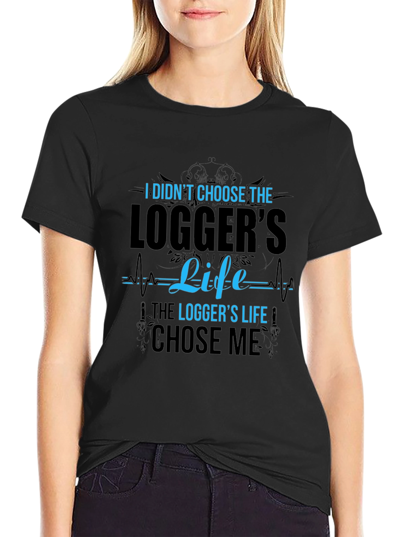 Black Logger's Life Black Cotton Graphic Tee view 2