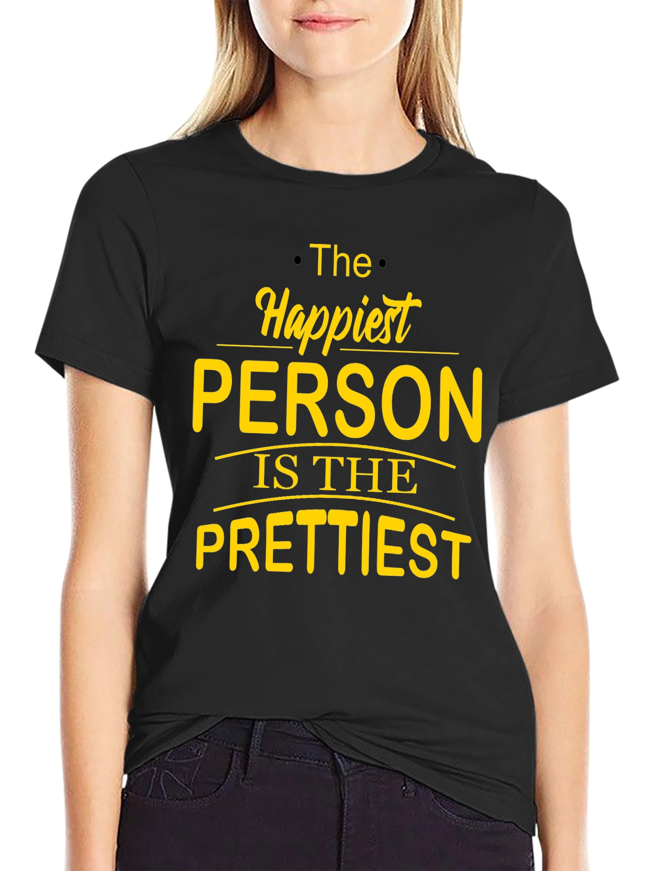 Black Happiest Person Graphic T-Shirt view 2
