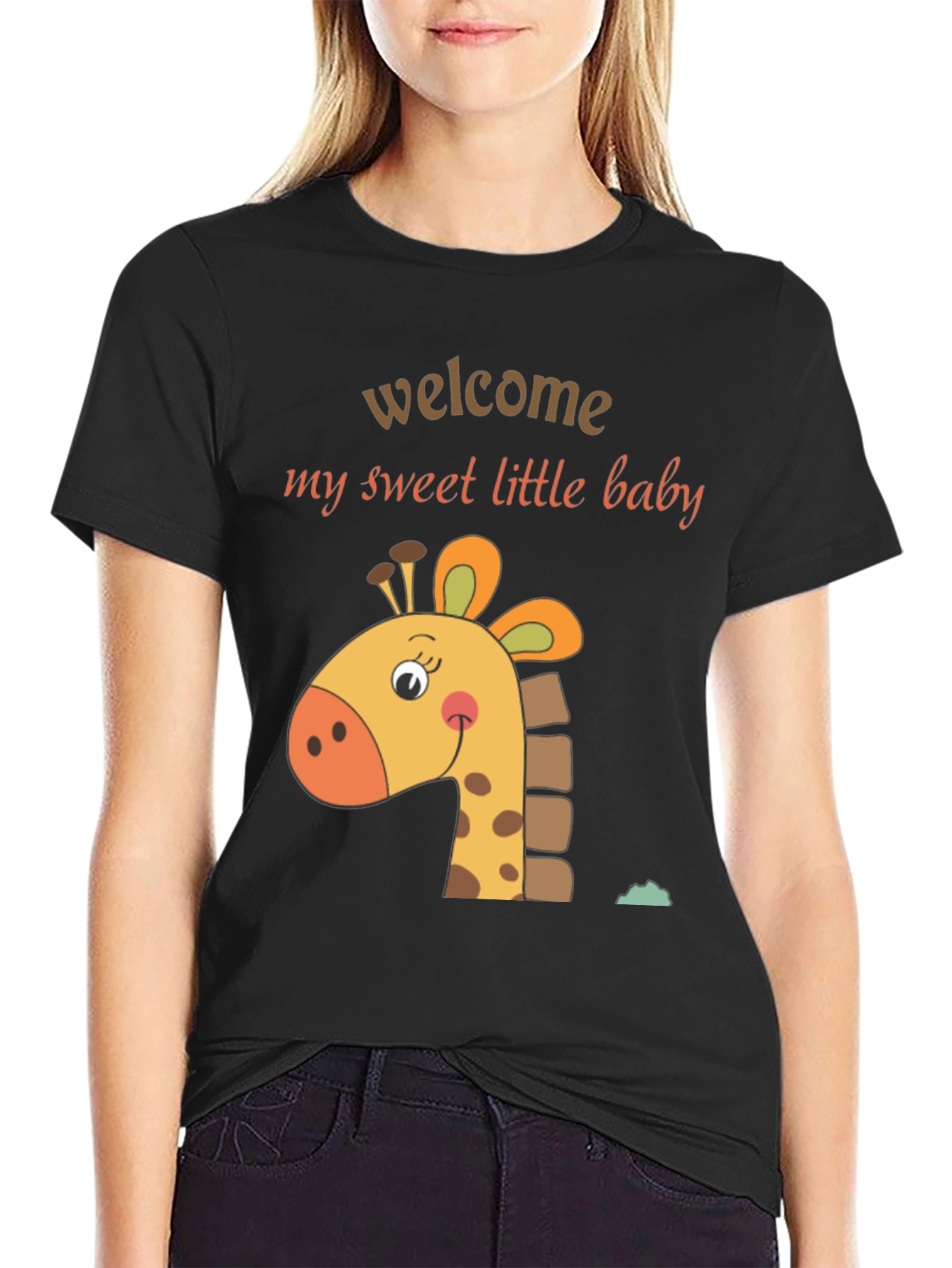 Black Welcome Baby Giraffe Tee view 2
