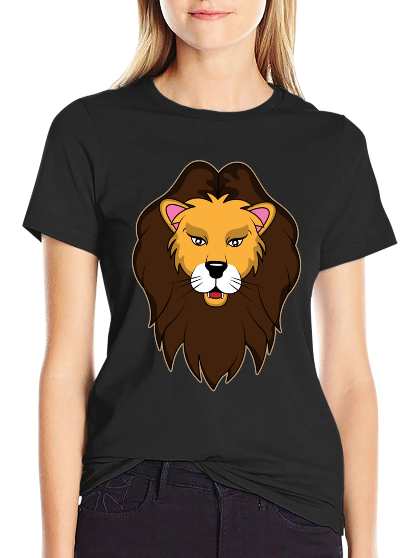 Black Lion Graphic Print Black T-Shirt view 2
