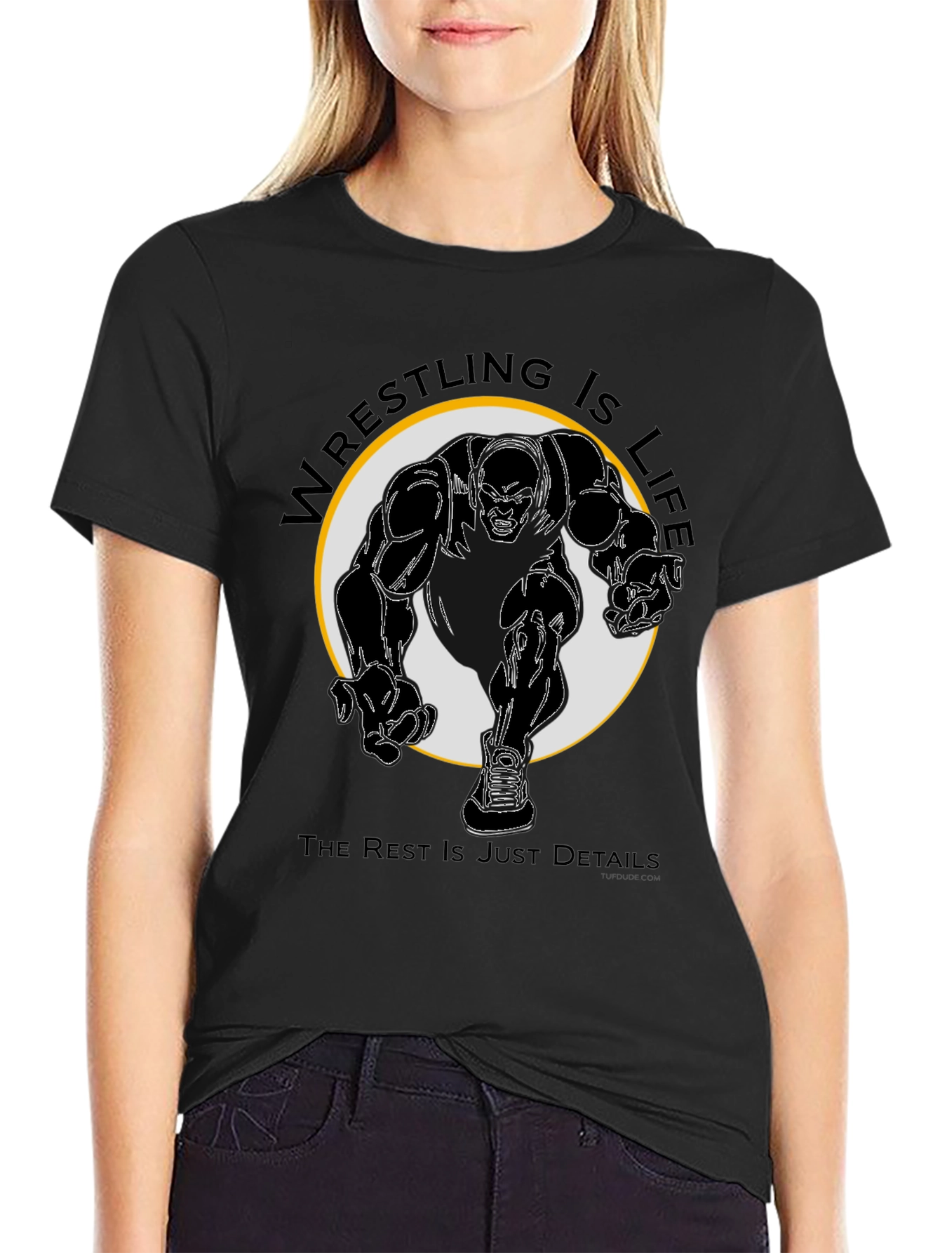 Black Wrestling Is Life Black T-Shirt view 2