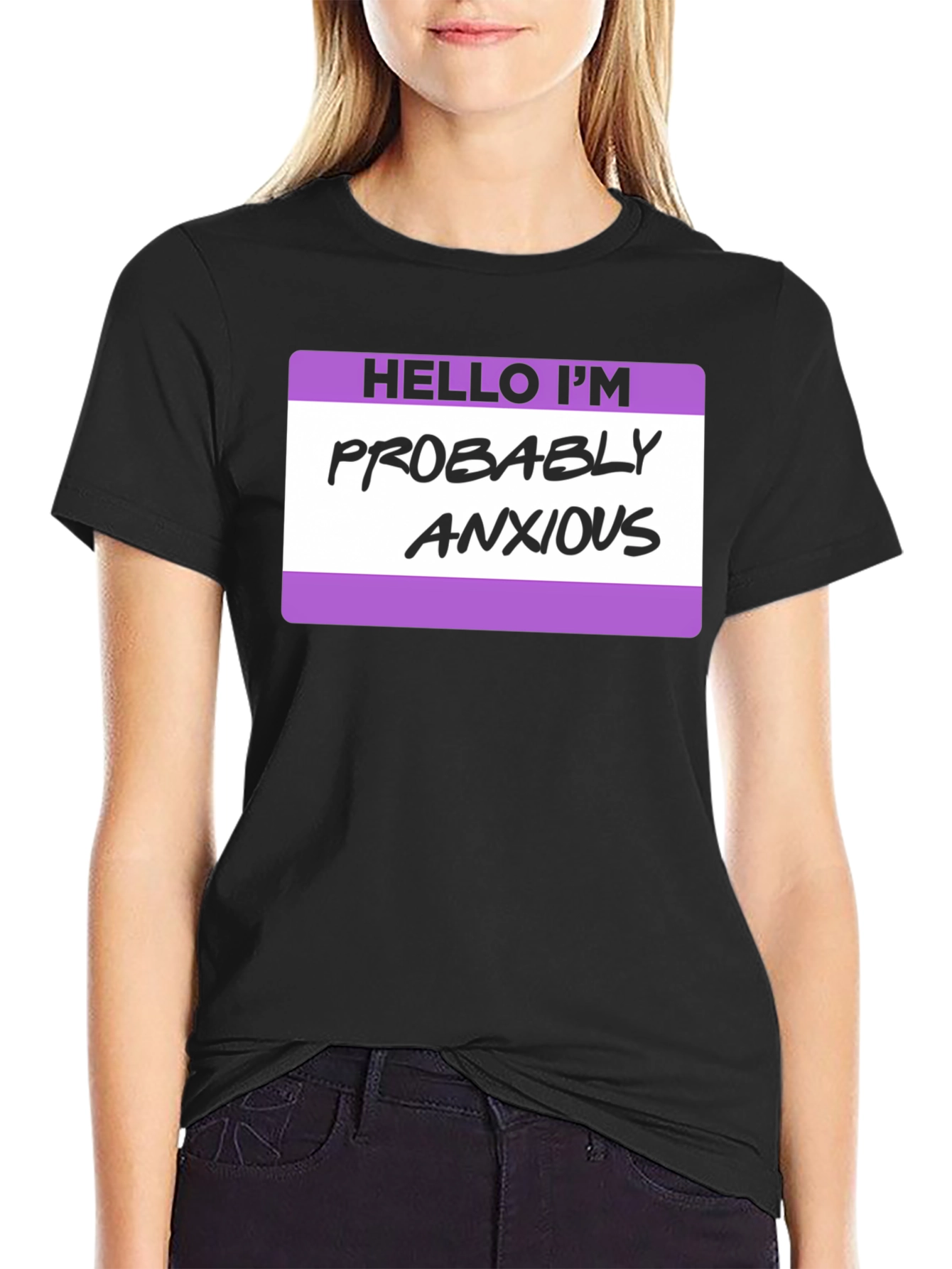 Black Anxious Statement Tee - Relaxed Fit view 2