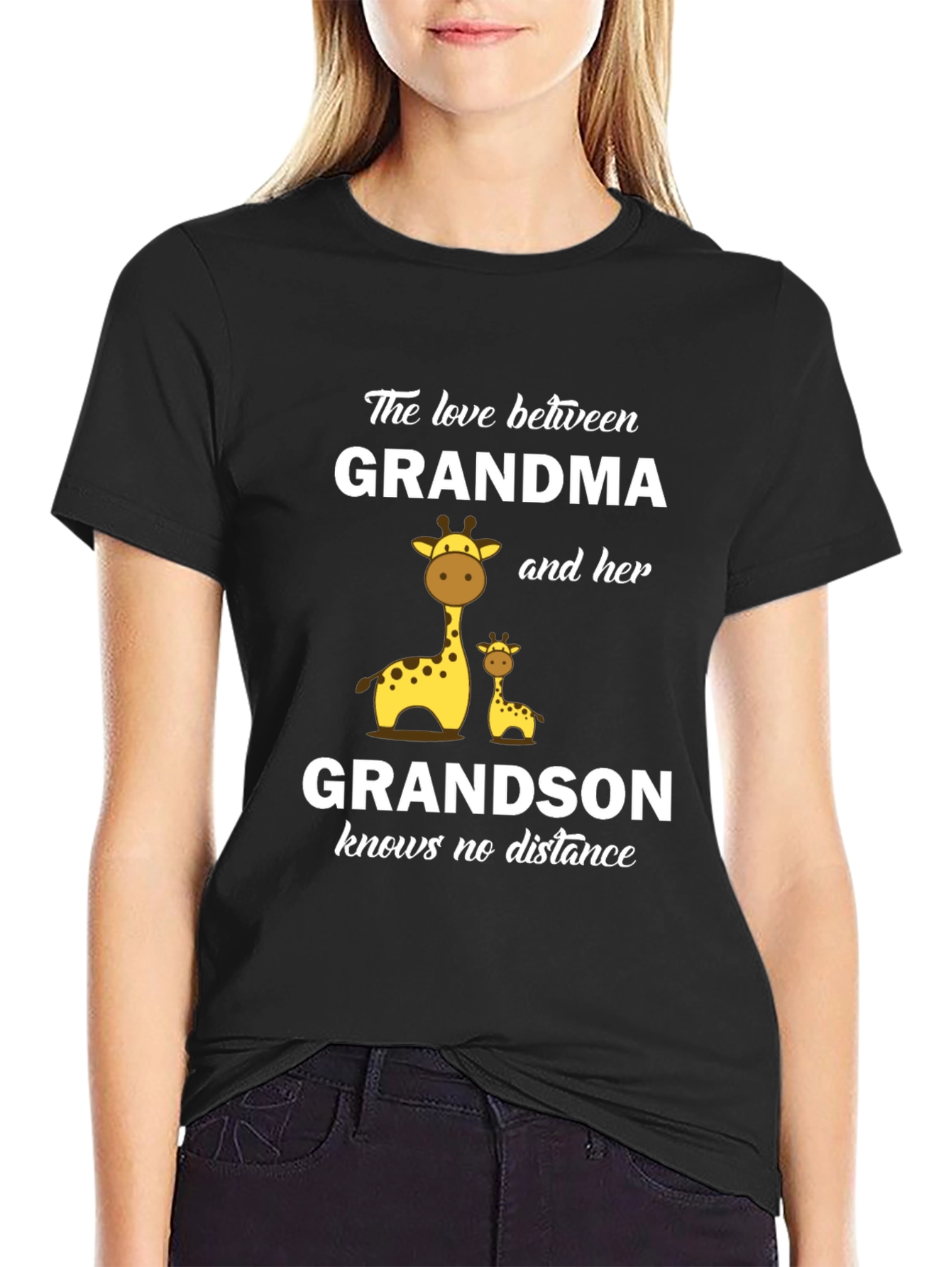 Black Grandma and Grandson Giraffe T-Shirt view 2