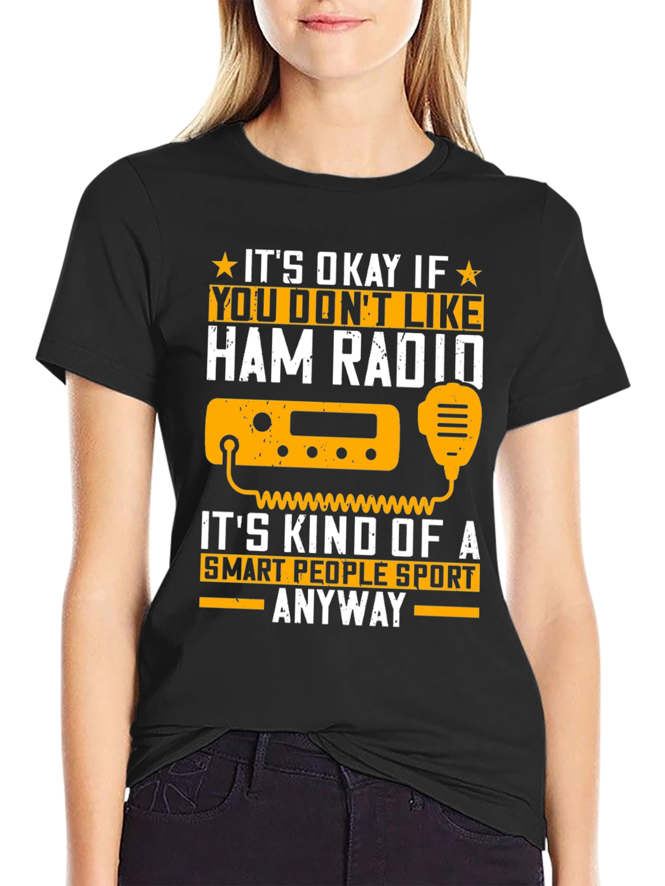 Black Ham Radio Smart People Sport T-Shirt view 2