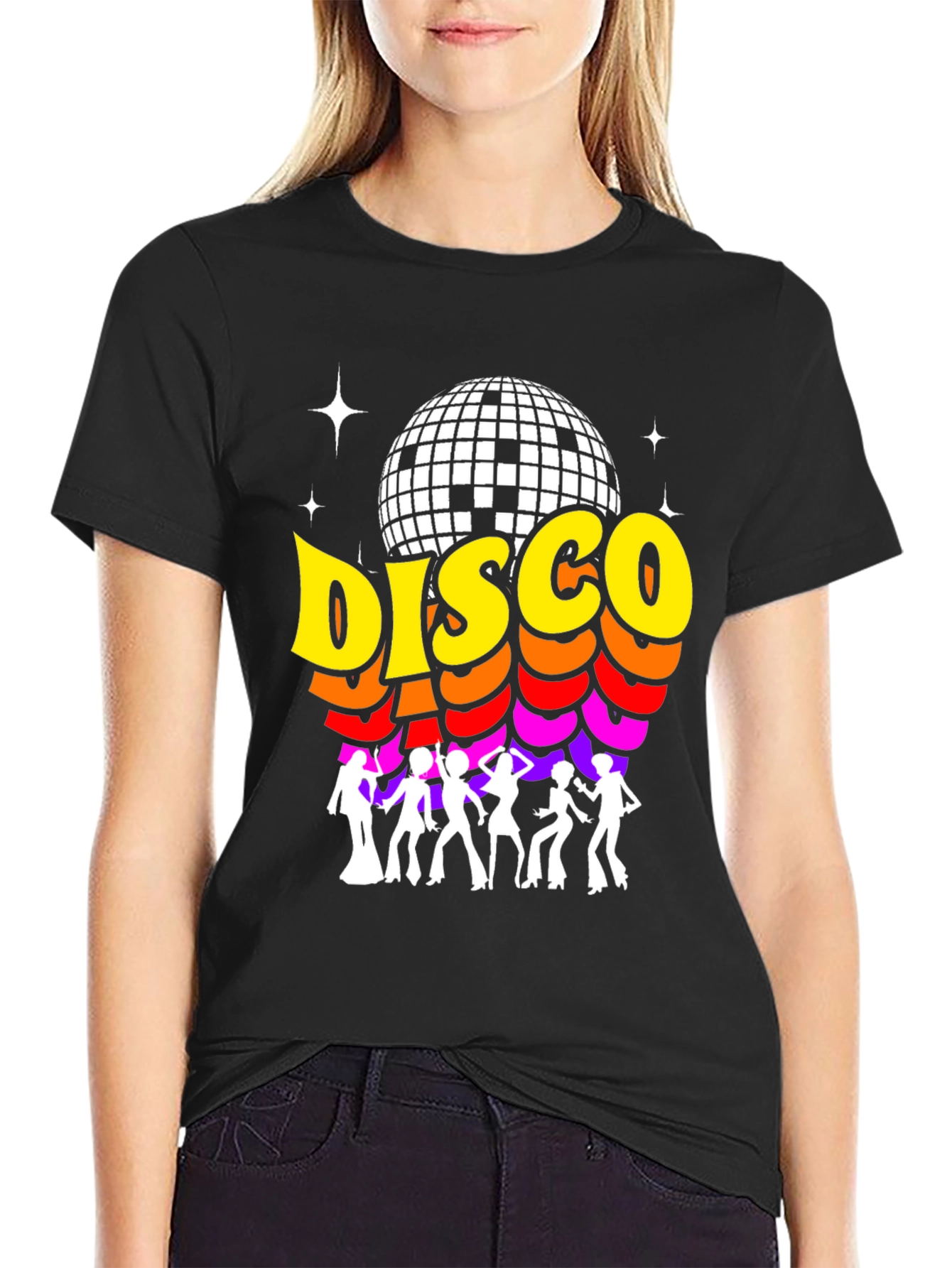 Black Retro Disco Ball Graphic Tee view 2