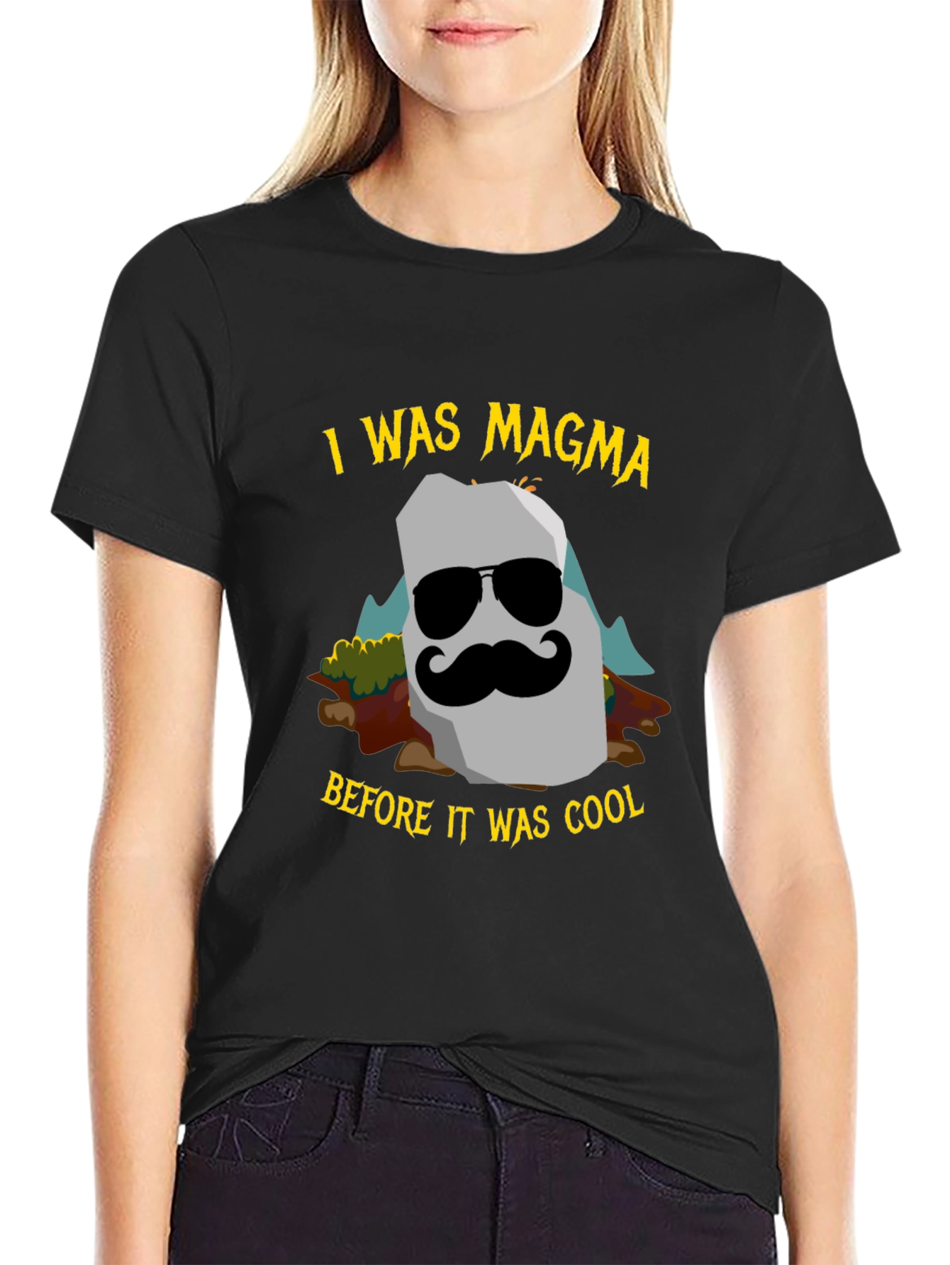 Black I Was Magma Cool Graphic T-Shirt view 2
