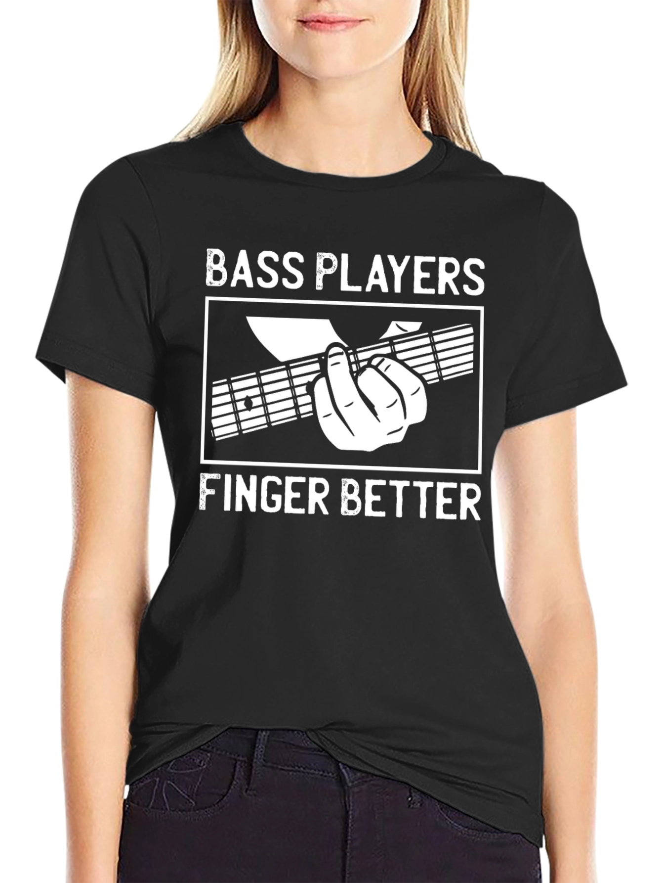 Black Bass Players Finger Better Graphic T-Shirt view 2
