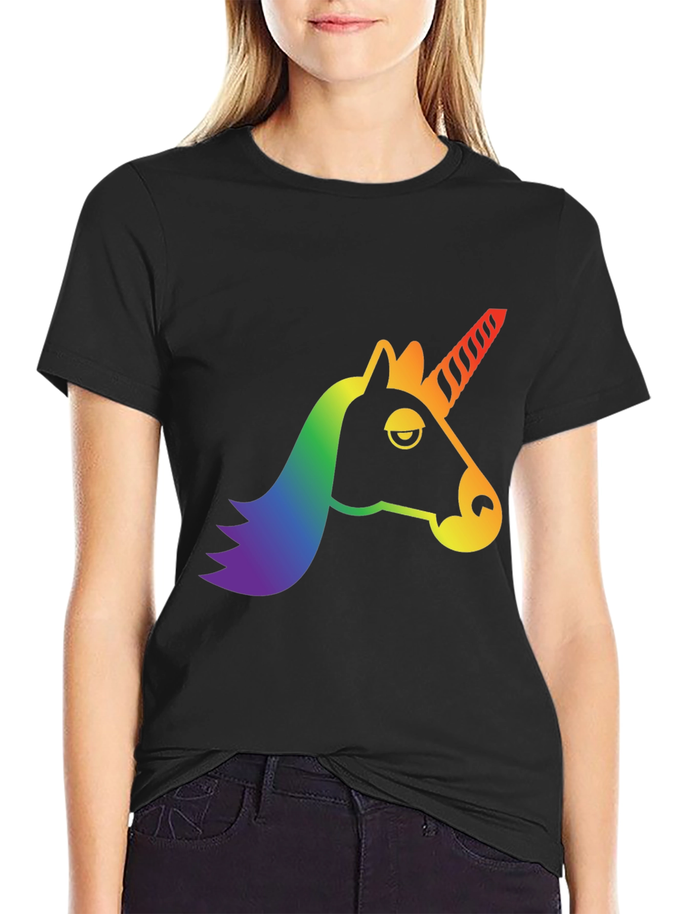 Black Rainbow Unicorn Graphic Tee - Men's Black T-Shirt view 2