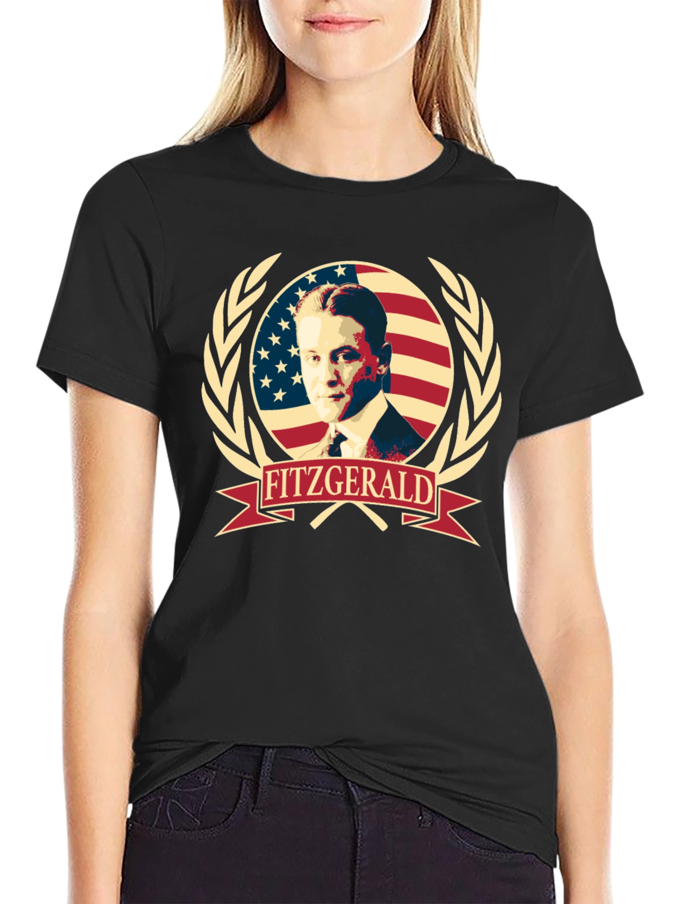 Black F. Scott Fitzgerald Patriotic Tee view 2