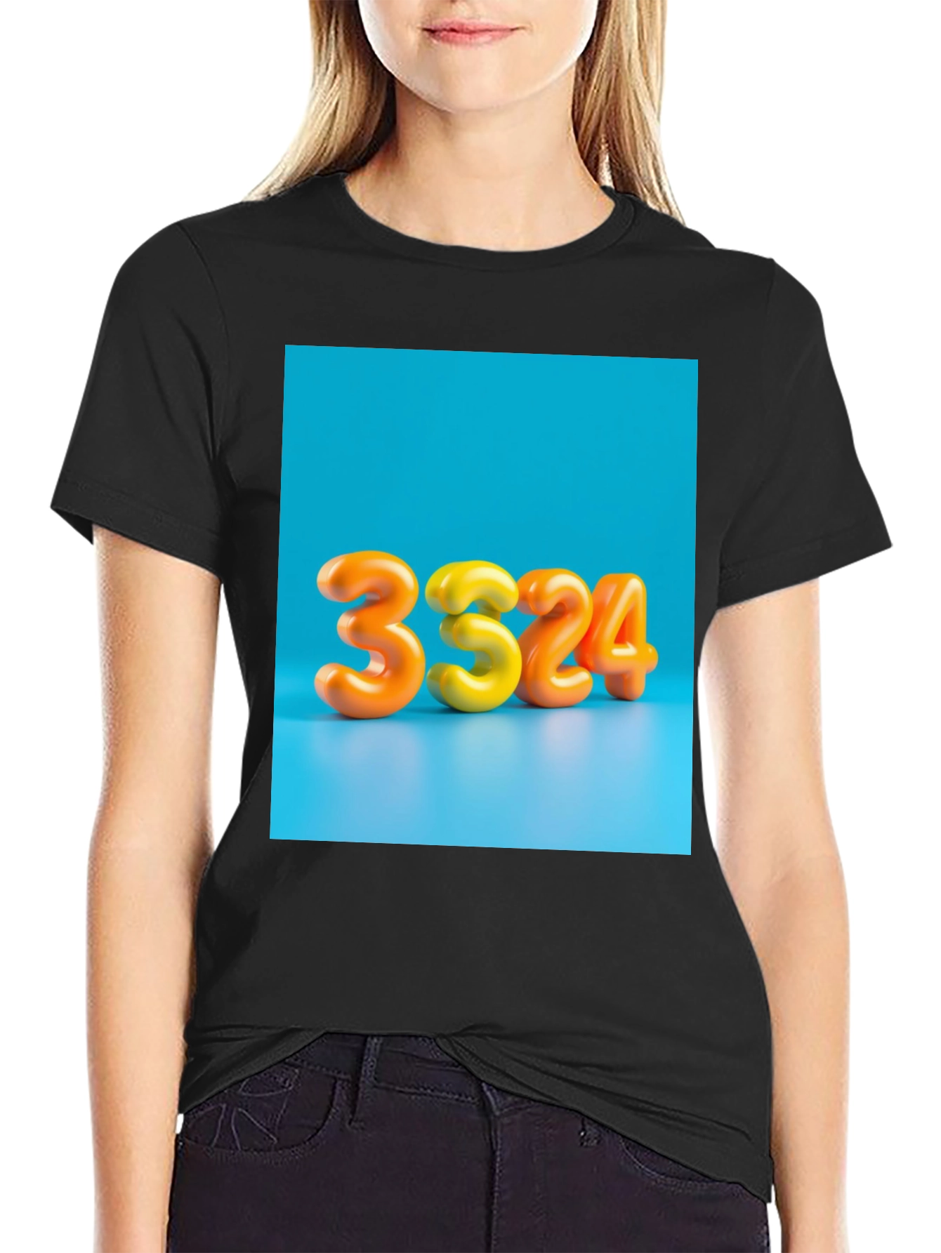 Black 3324 Graphic Tee - Bold Number Design view 2