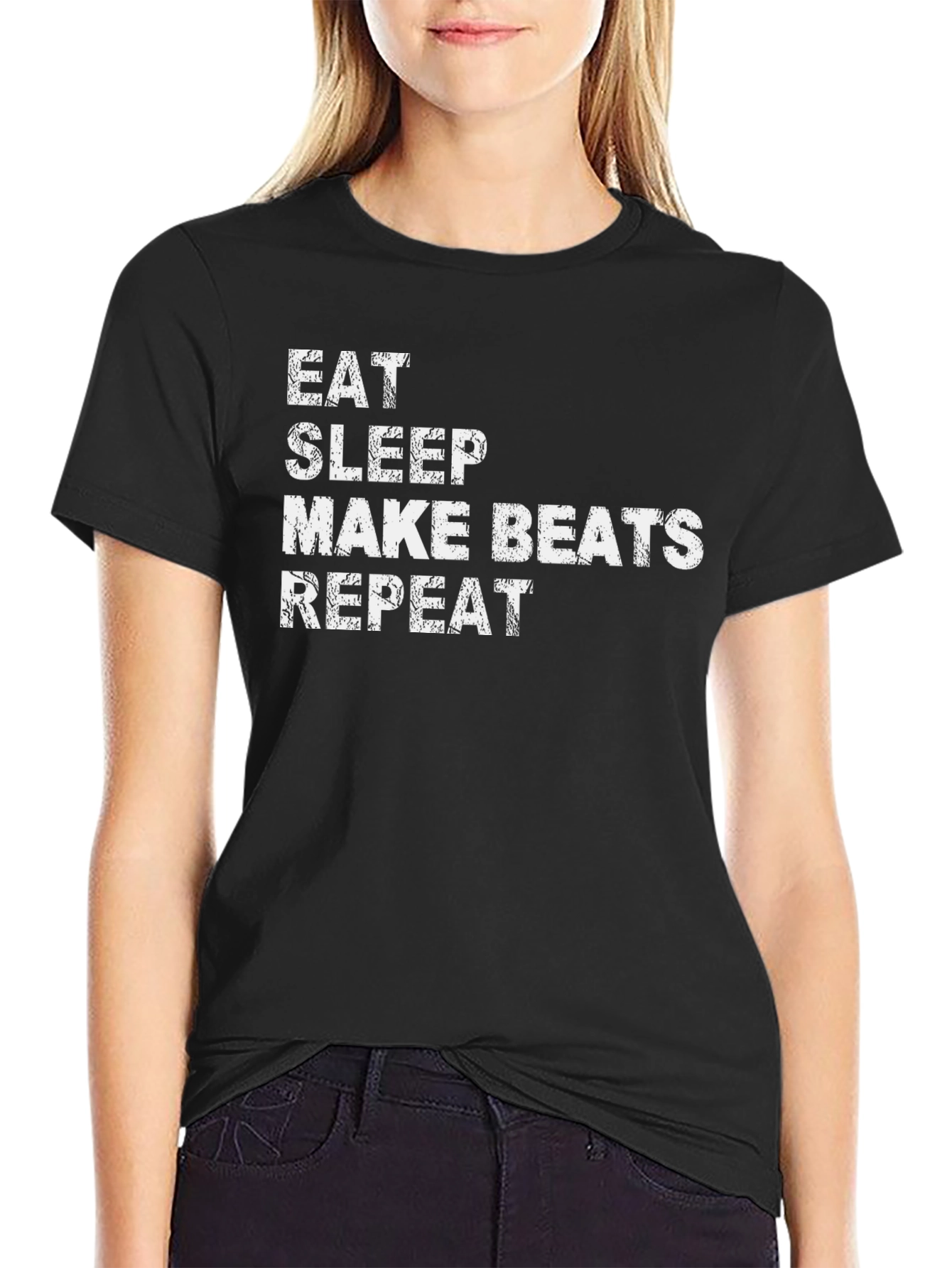 Black Eat Sleep Make Beats Repeat Graphic T-Shirt view 2