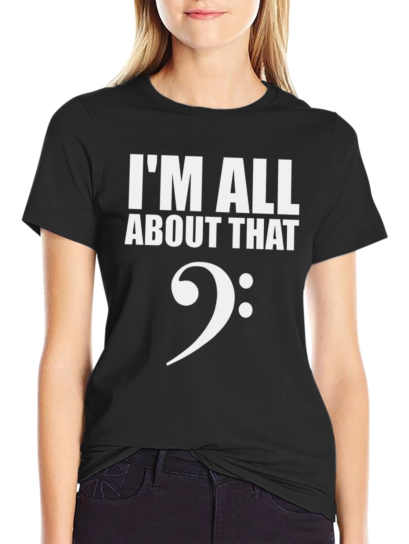 Black I'm All About That Bass Clef T-Shirt - Black view 2