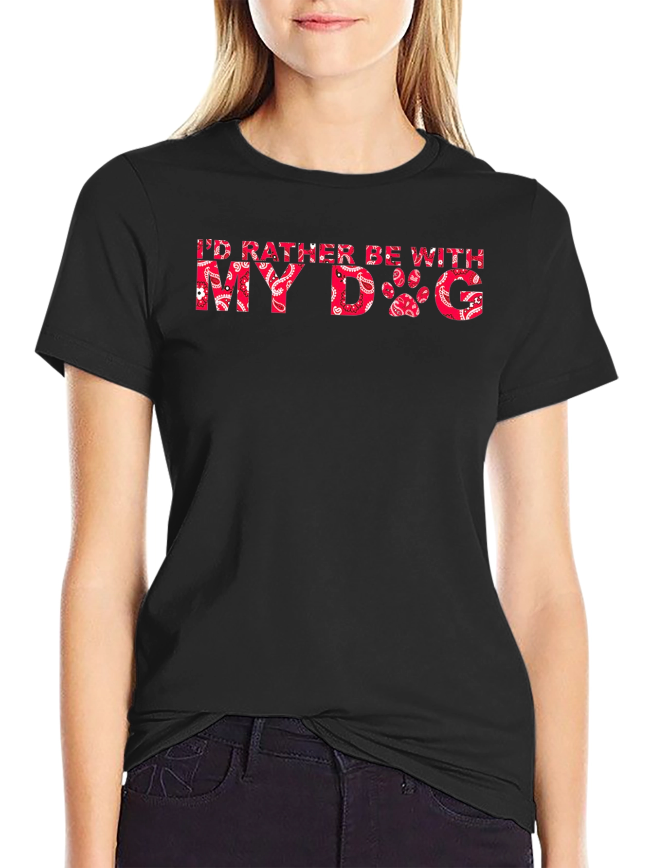 Black I'd Rather Be With My Dog T-Shirt view 2