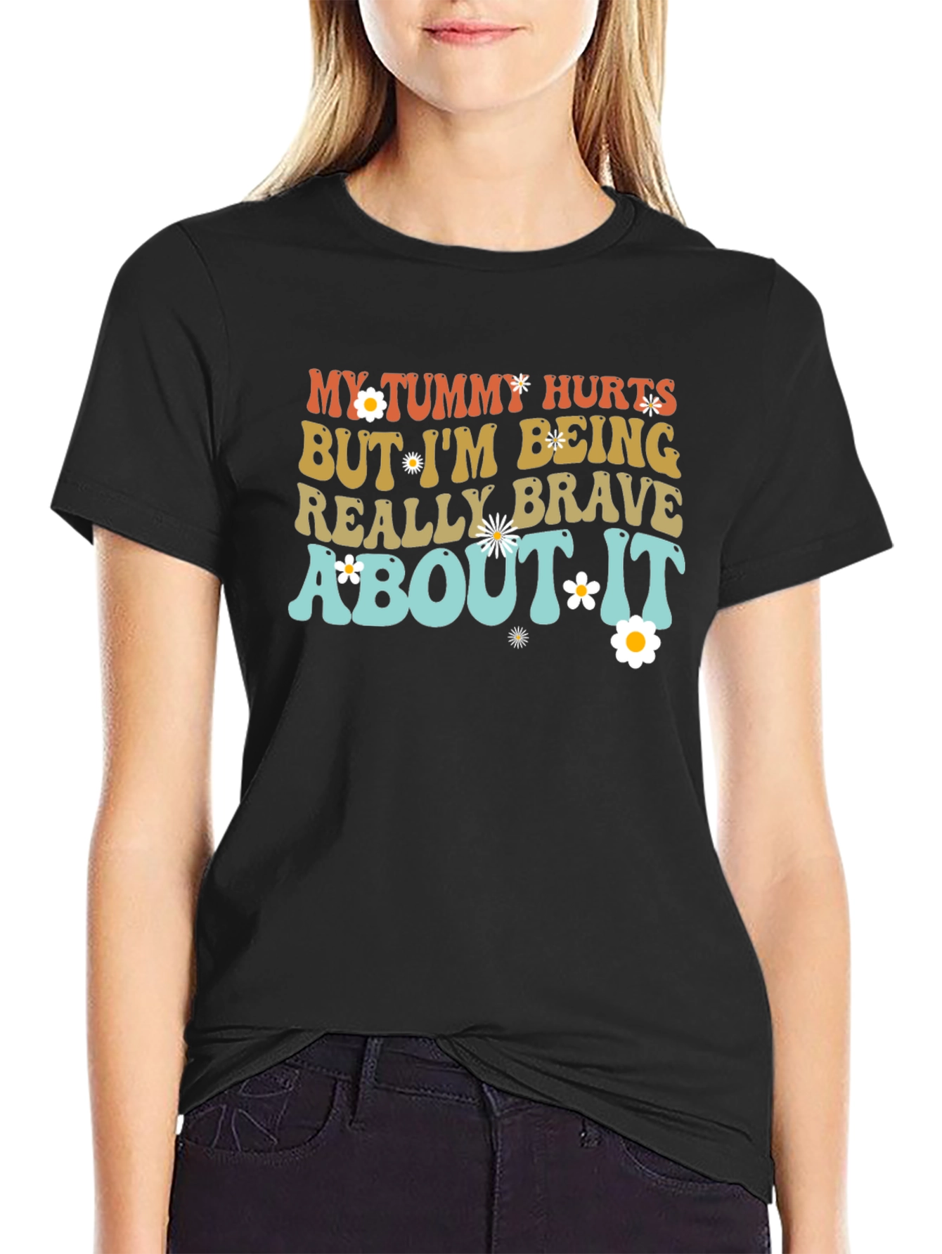 Black My Tummy Hurts Comfort T-Shirt - Adult Humor Graphic Tee view 2