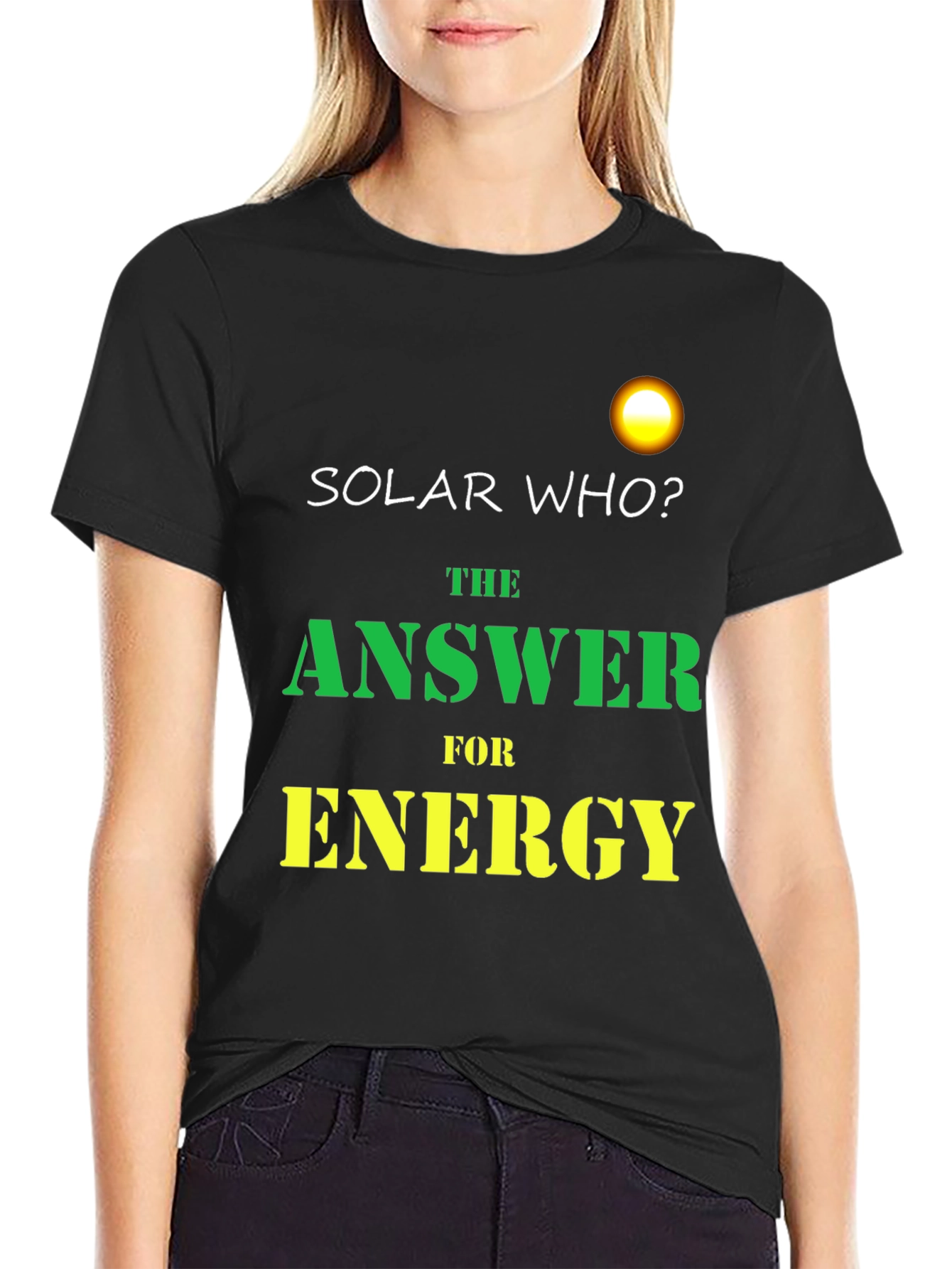 Black Solar Who? Black Graphic Tee - Energy Answer view 2