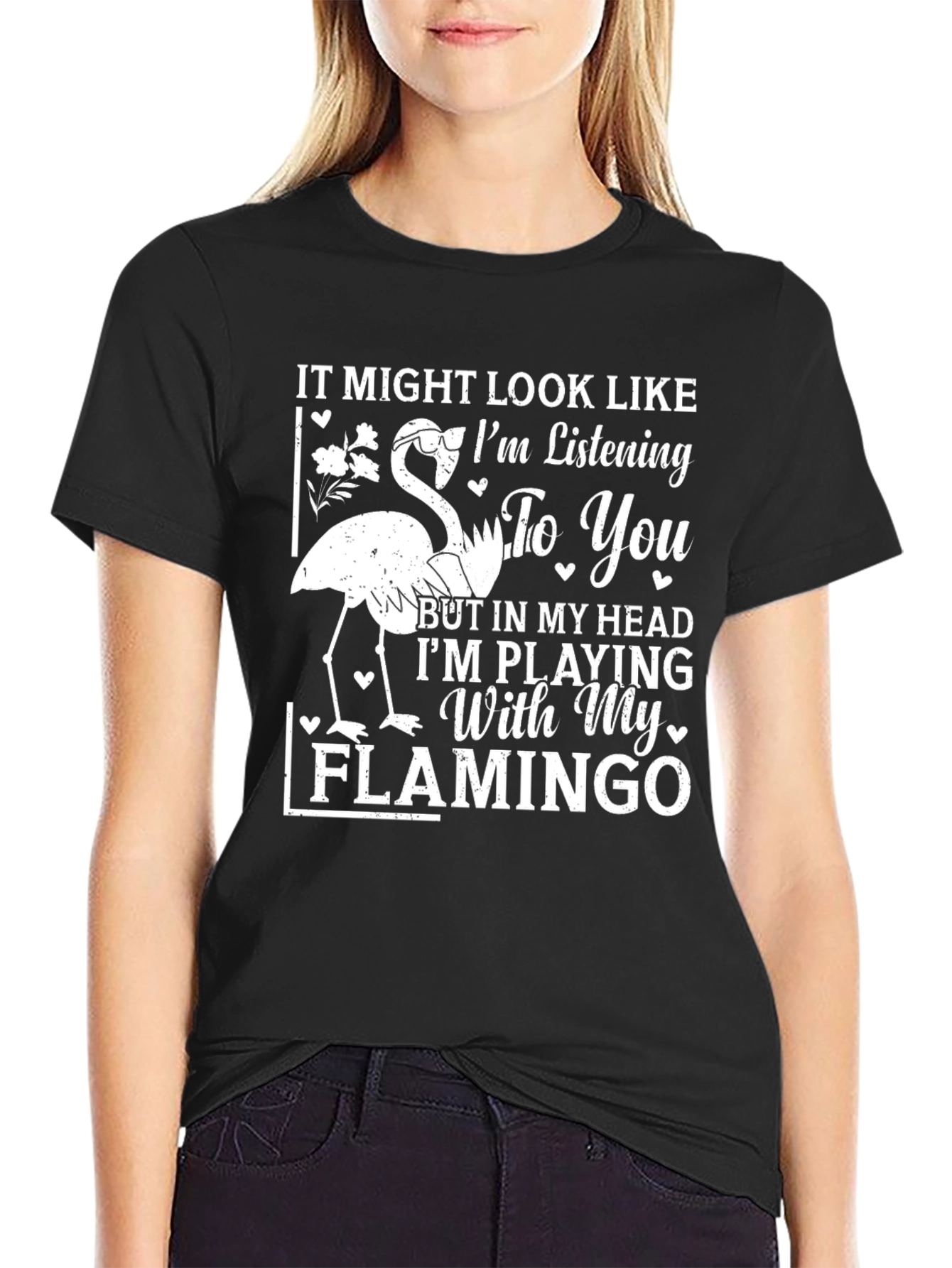 Black Flamingo Lover T-Shirt - Funny Graphic Tee view 2